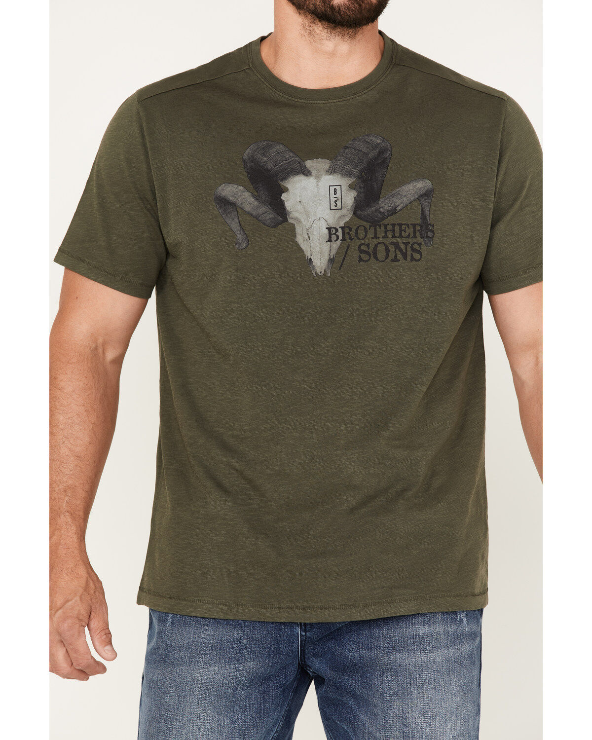 Brothers and Sons Men's Longhorn Skull Logo Graphic T-Shirt