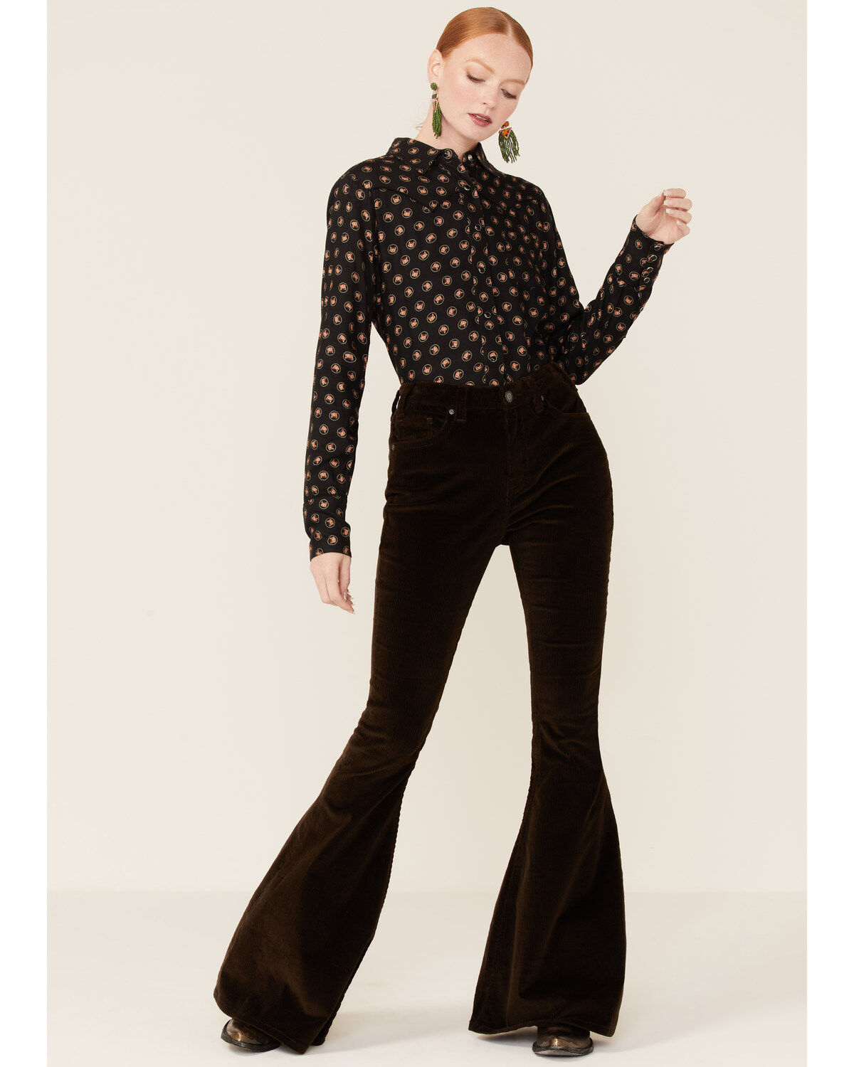 Stetson Women's Horse Pattern Long Sleeve Snap Western Shirt