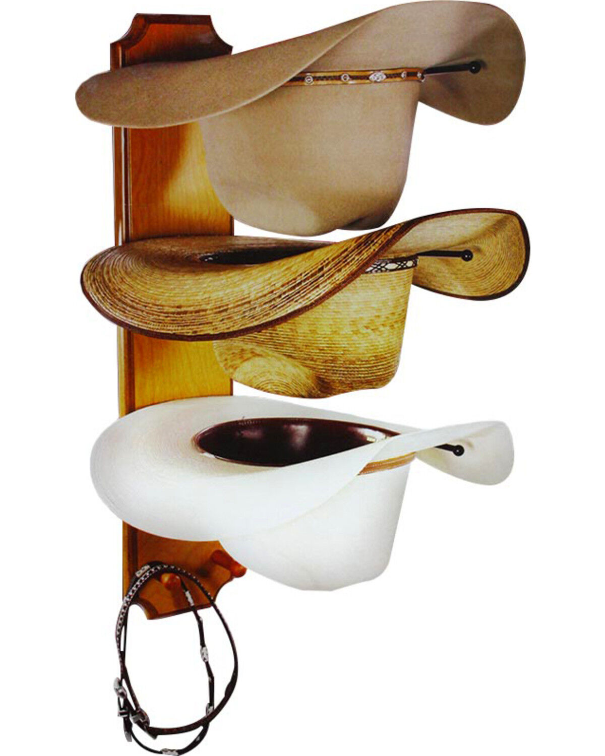 BB Ranch® Rolled Oak 3 Tiered Cowboy Hat Rack