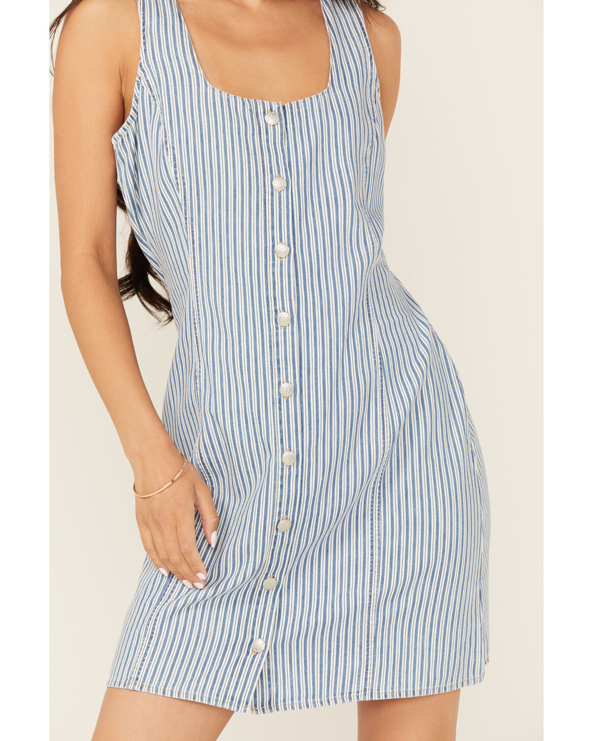 Wrangler Retro Women's Striped Print Sleeveless Button-Down Mini Dress