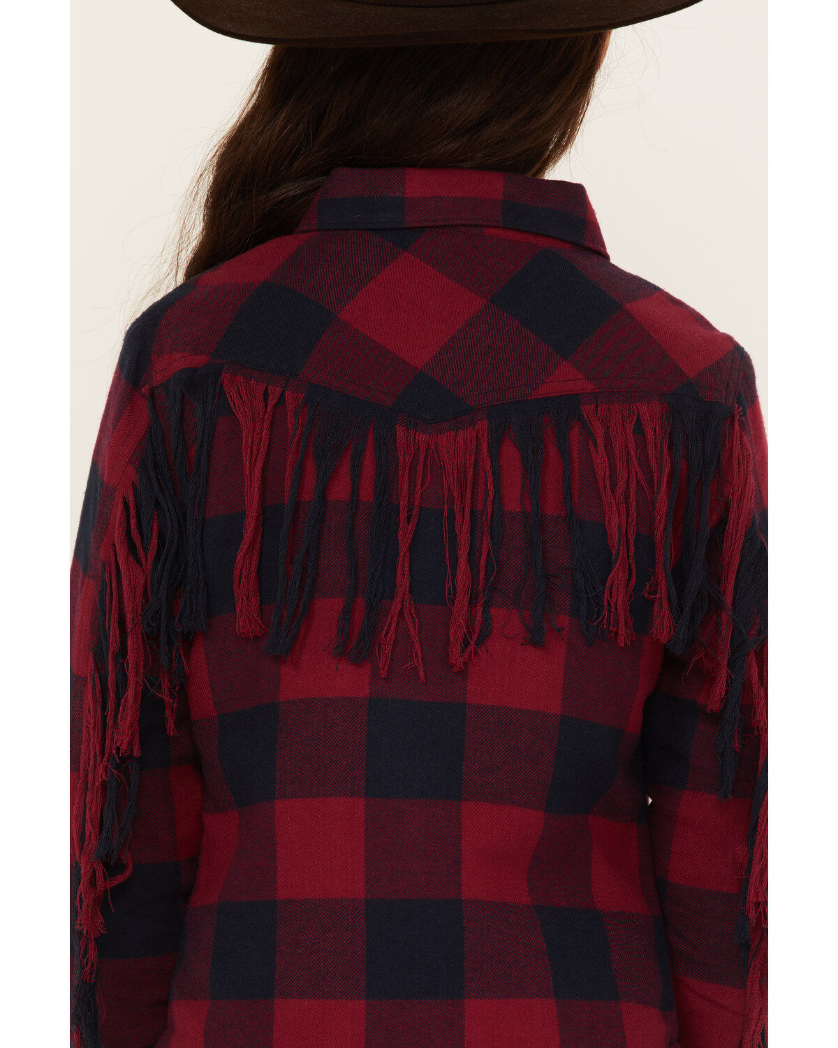 Cruel Girl Girls' Plaid Print Fringe Snap Jacket