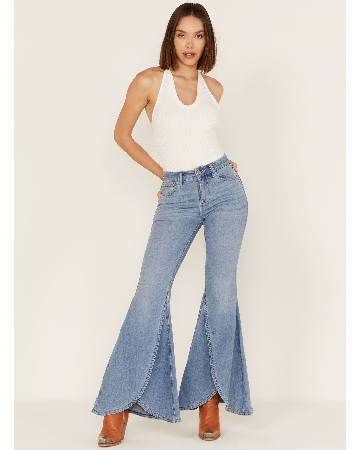 Shyanne Women's Light Wash High Rise Super Flare Tulip Jeans