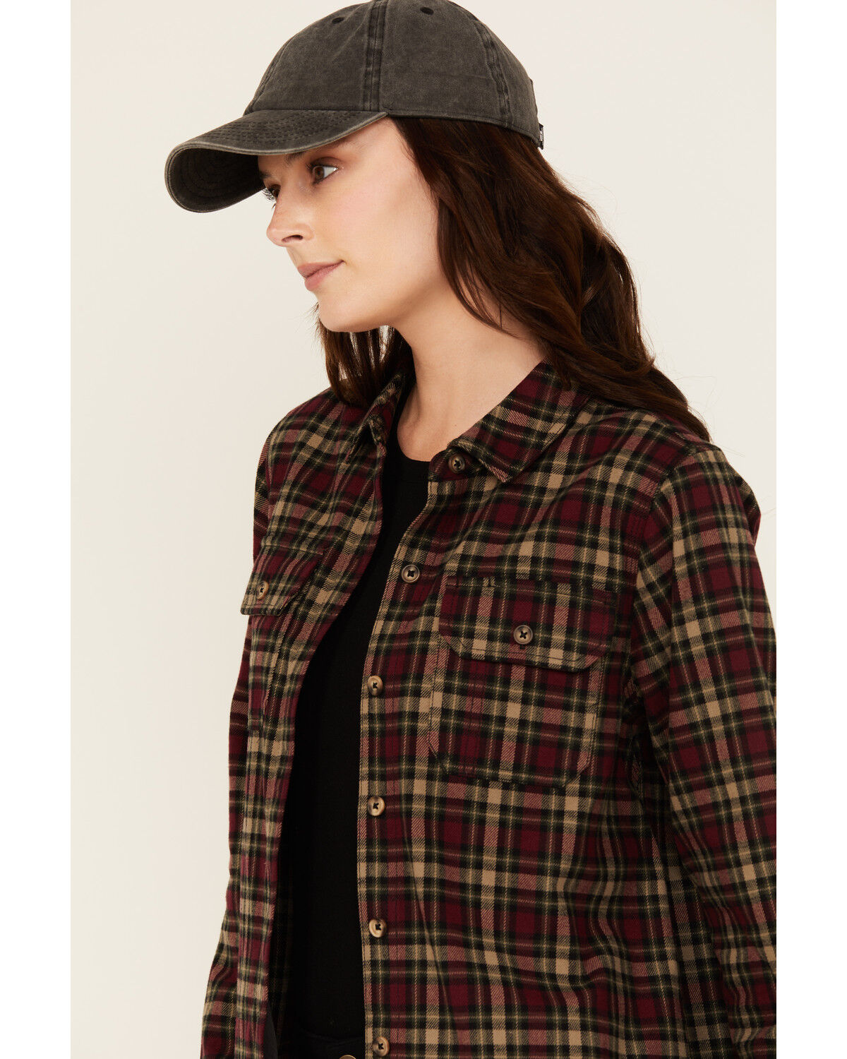Lucky Brand Workwear Women's Hunter Plaid Print Long Sleeve Button-Down Flannel Shirt