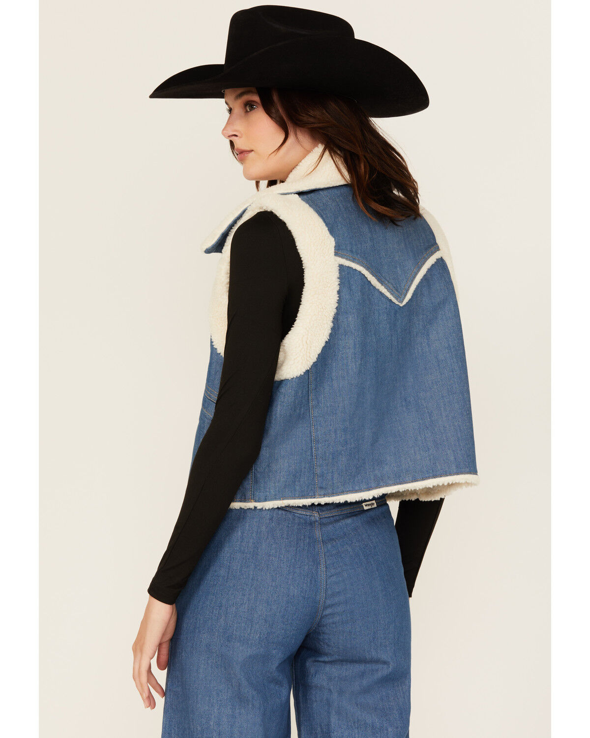 Wrangler Women's Sherpa Lined Denim Vest