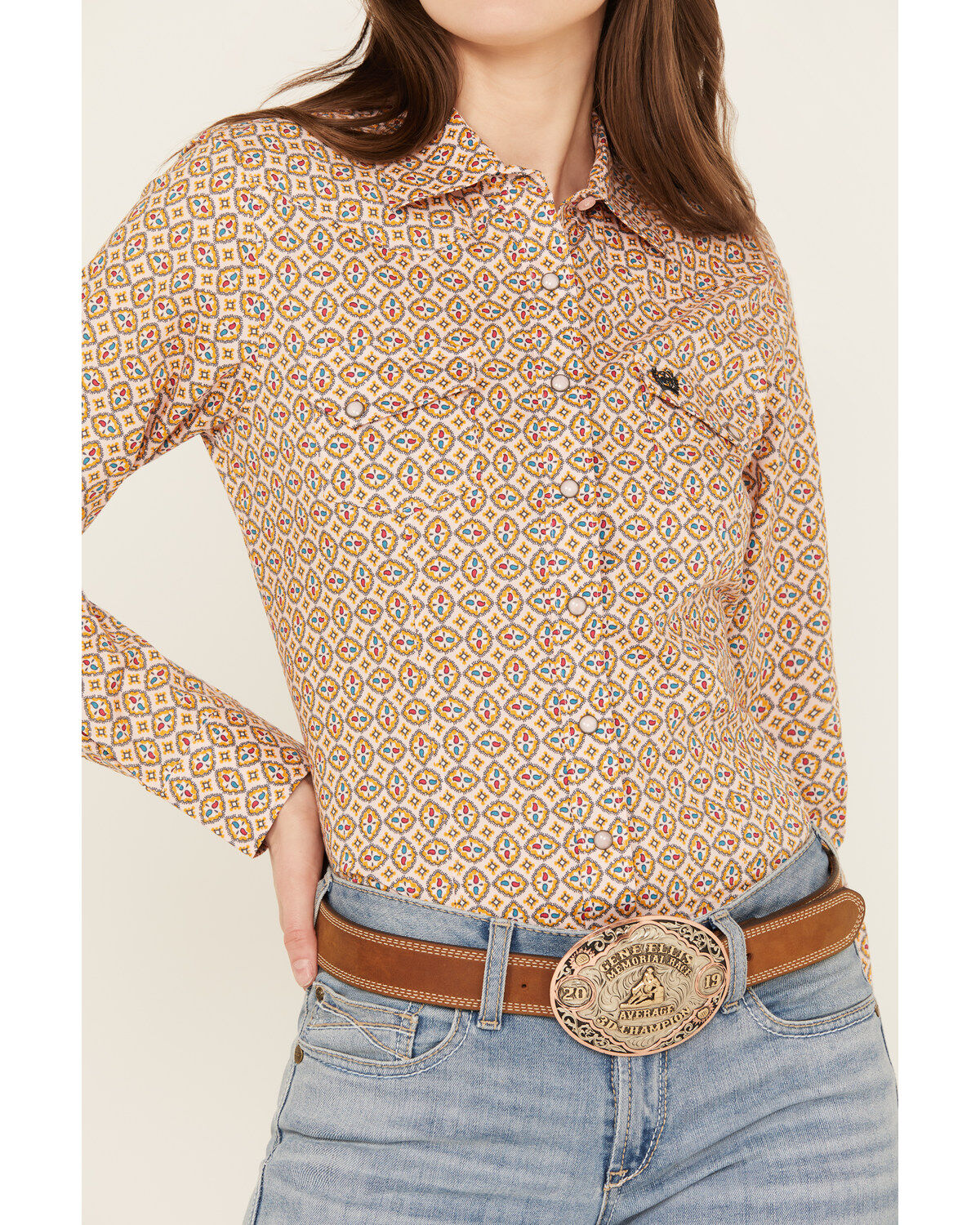 Cinch Women's Geo Print Long Sleeve Snap Western Shirt