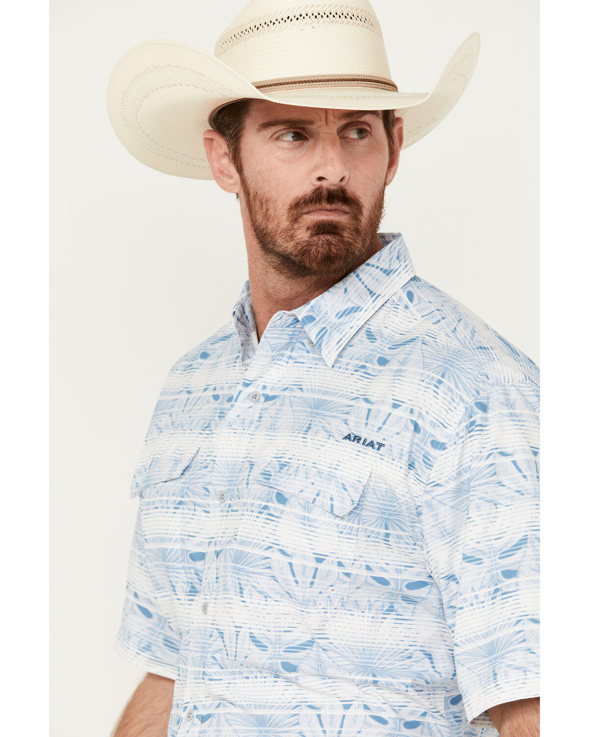 Ariat Men's VentTEK Outbound Striped Leaf Print Short Sleeve Performance Shirt
