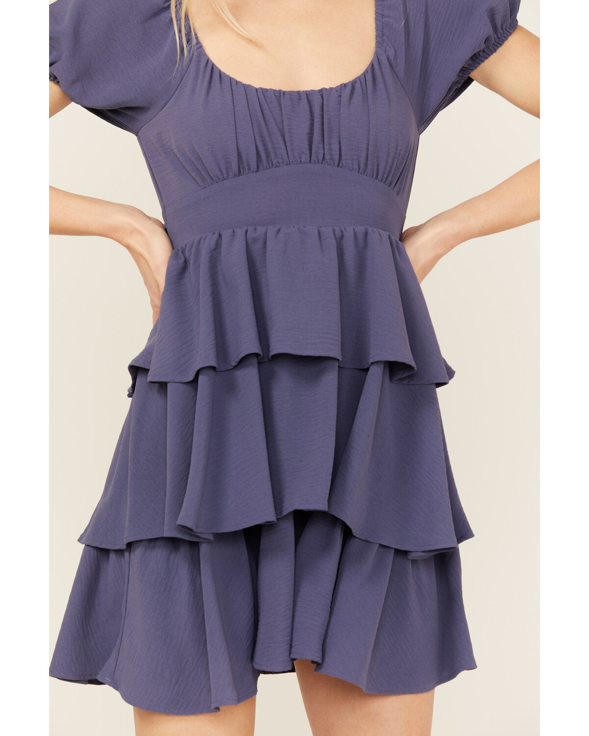 Originality Women's Tiered Short Sleeve Mini Dress