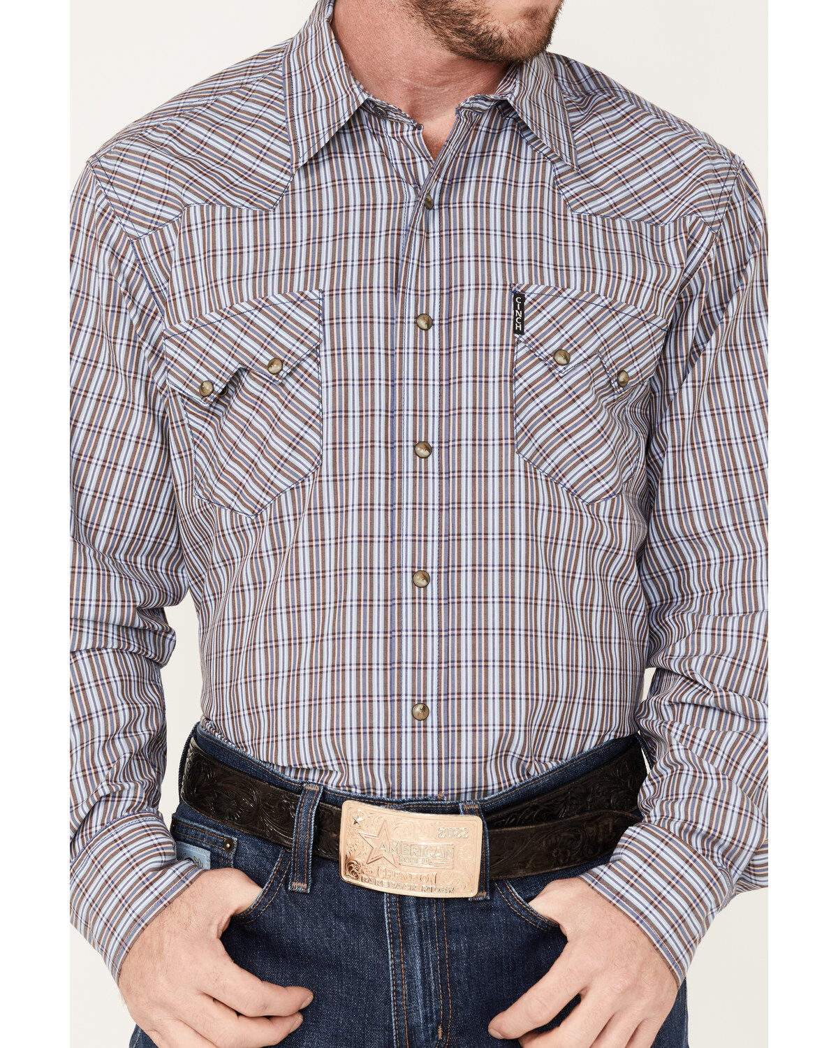 Cinch Men's Modern Fit Small Plaid Snap Western Shirt