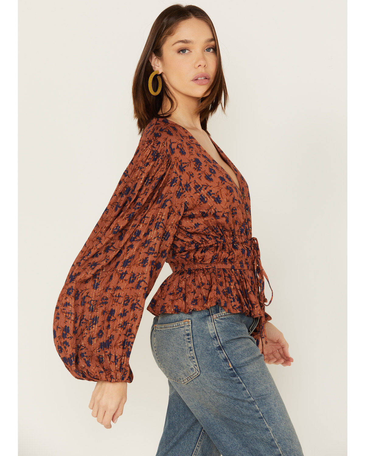Jen's Pirate Booty Women's Floral Print Long Sleeve Wildflower Tarot Top