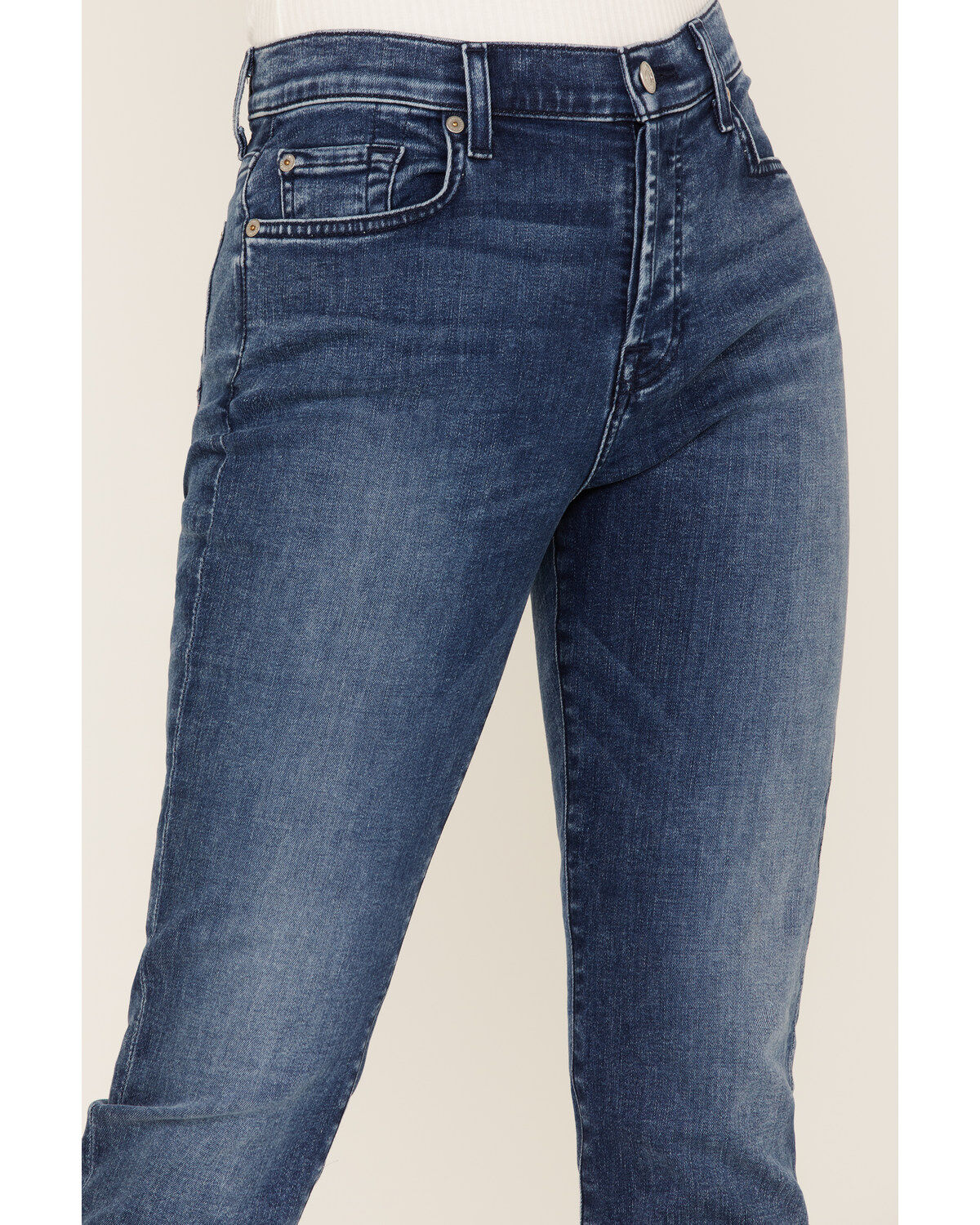 7 For All Mankind Mid Wash Josefina In Formosa Cuffed Skinny Jeans