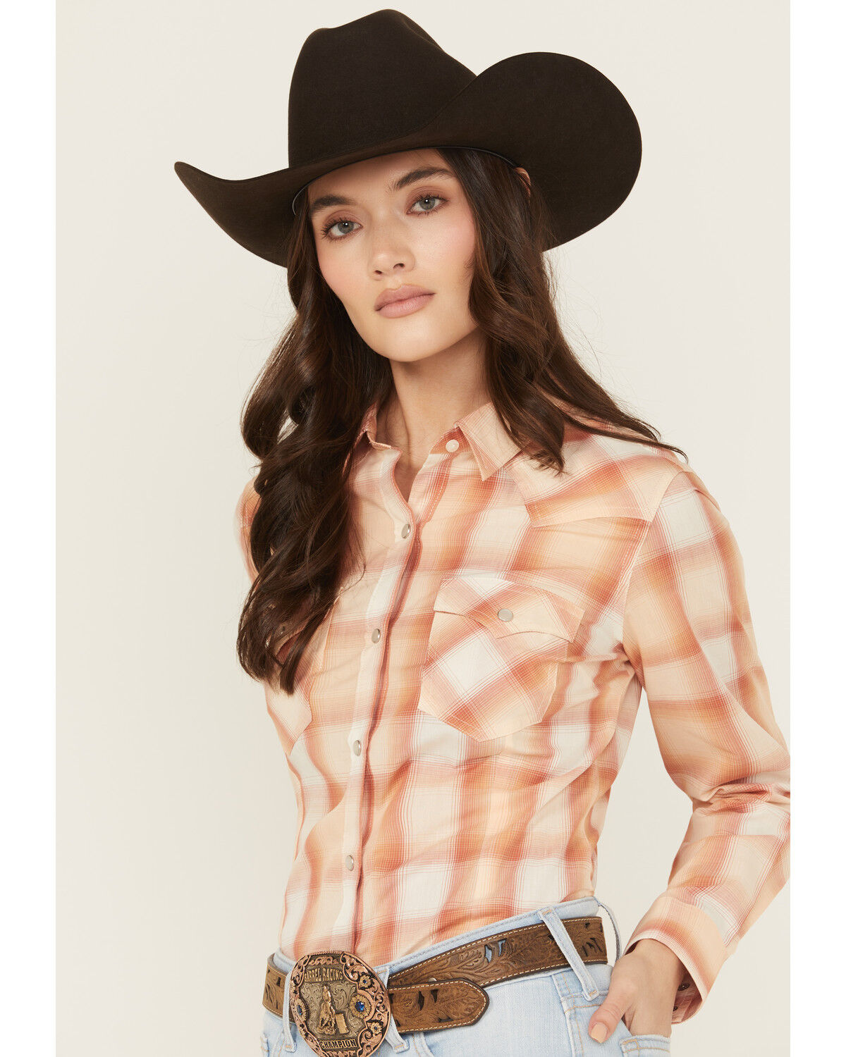 Wrangler Retro Women's Boot Barn Exclusive PCH Plaid Print Long Sleeve Pearl Snap Western Shirt