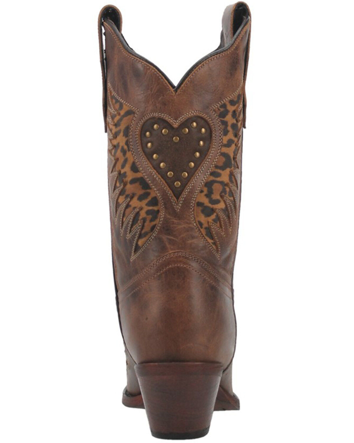 Laredo Women's Stella Leopard Print Inlay Studded Western Boots - Snip Toe