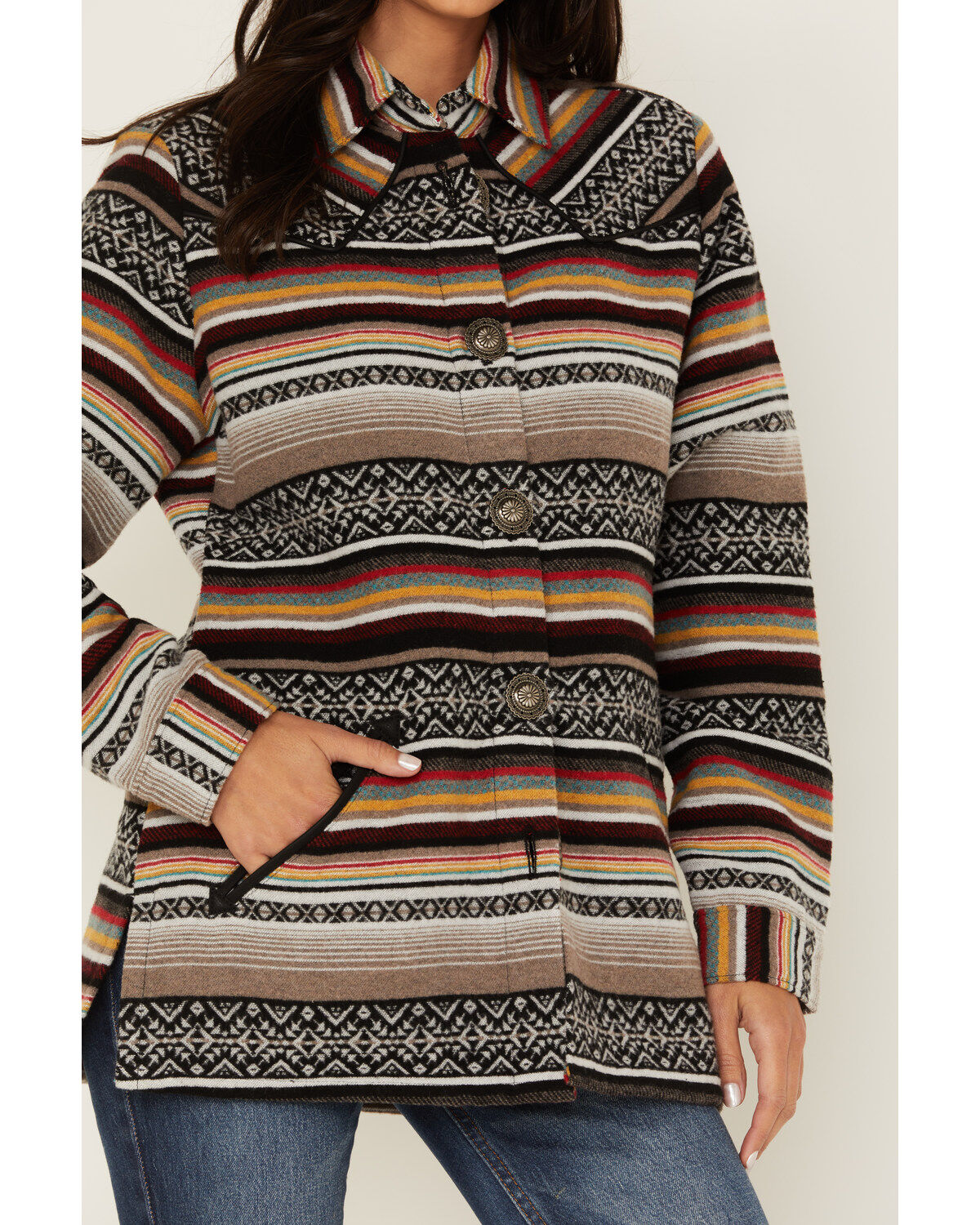 Cruel Girl Women's Serape Stripe Western Button-Down Shacket