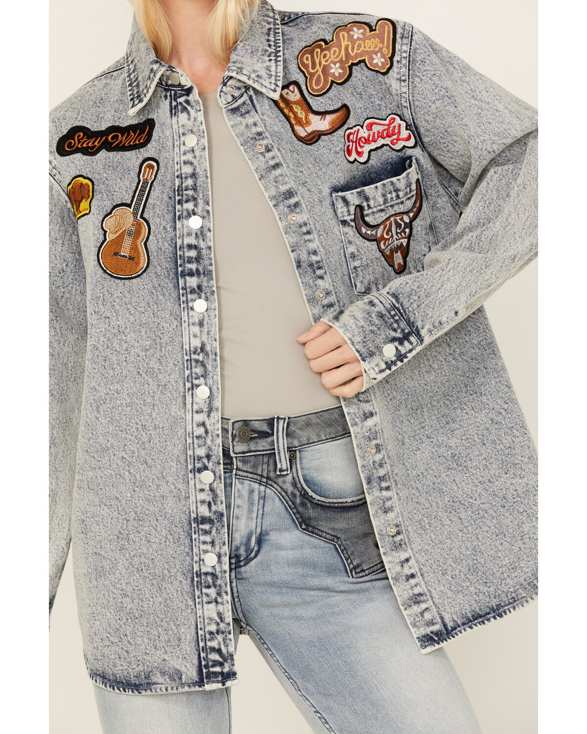 Blue B Women's Denim Patches Jacket