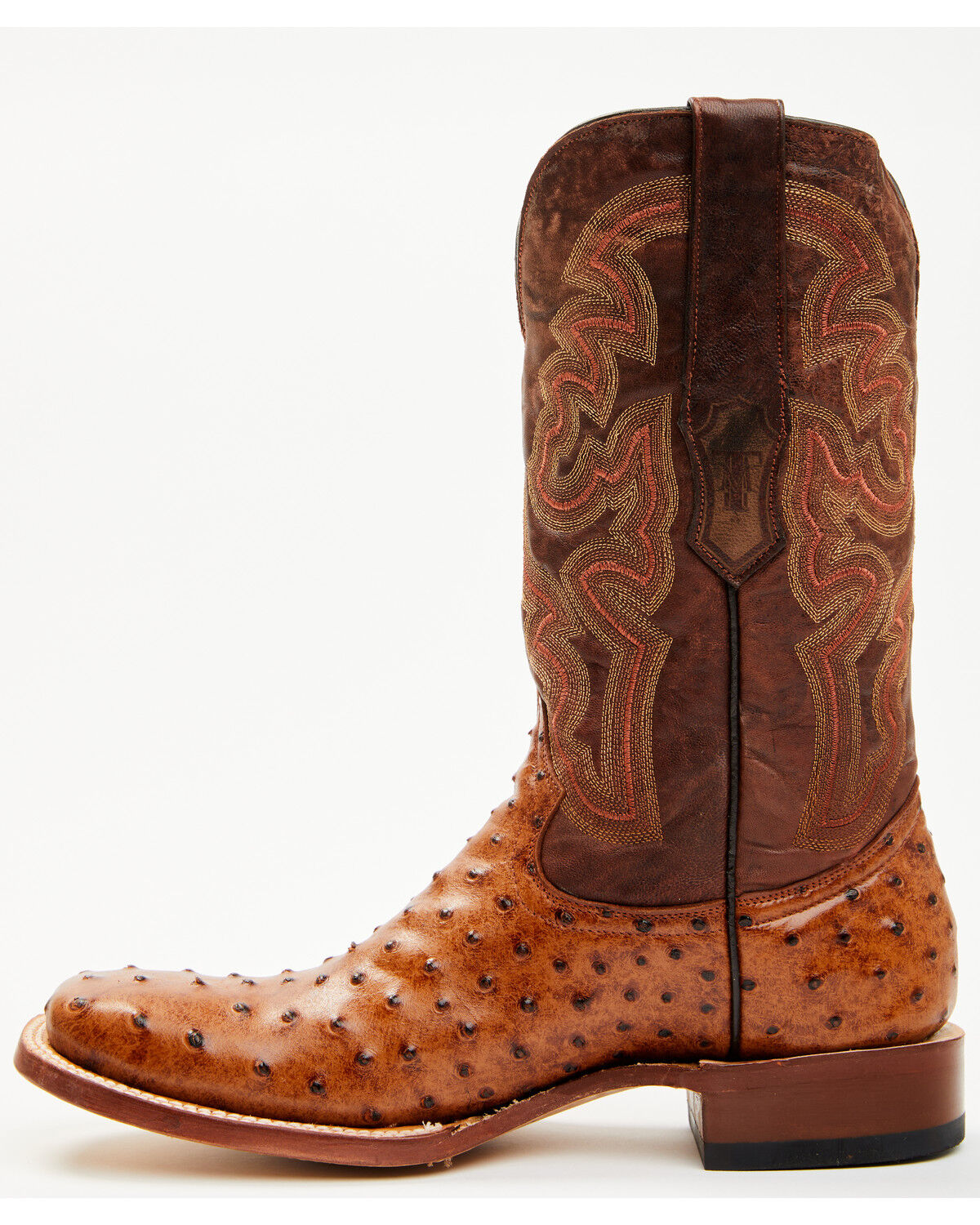 Tanner Mark Men's Ostrich Print Western Boots - Broad Square Toe