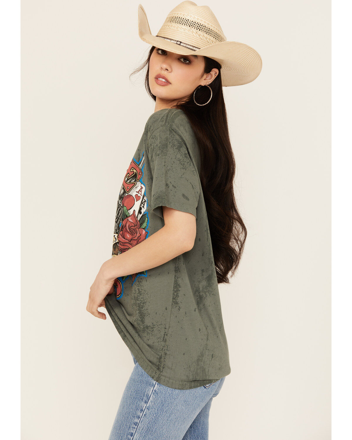 Affliction Women's Live Fast Studded Short Sleeve Graphic Tee