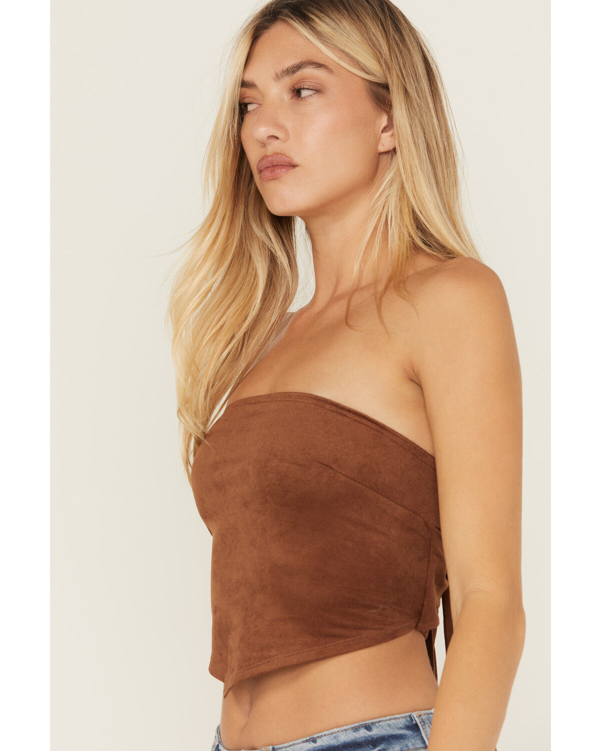 Originality Women's Suede Handkerchief Strapless Top