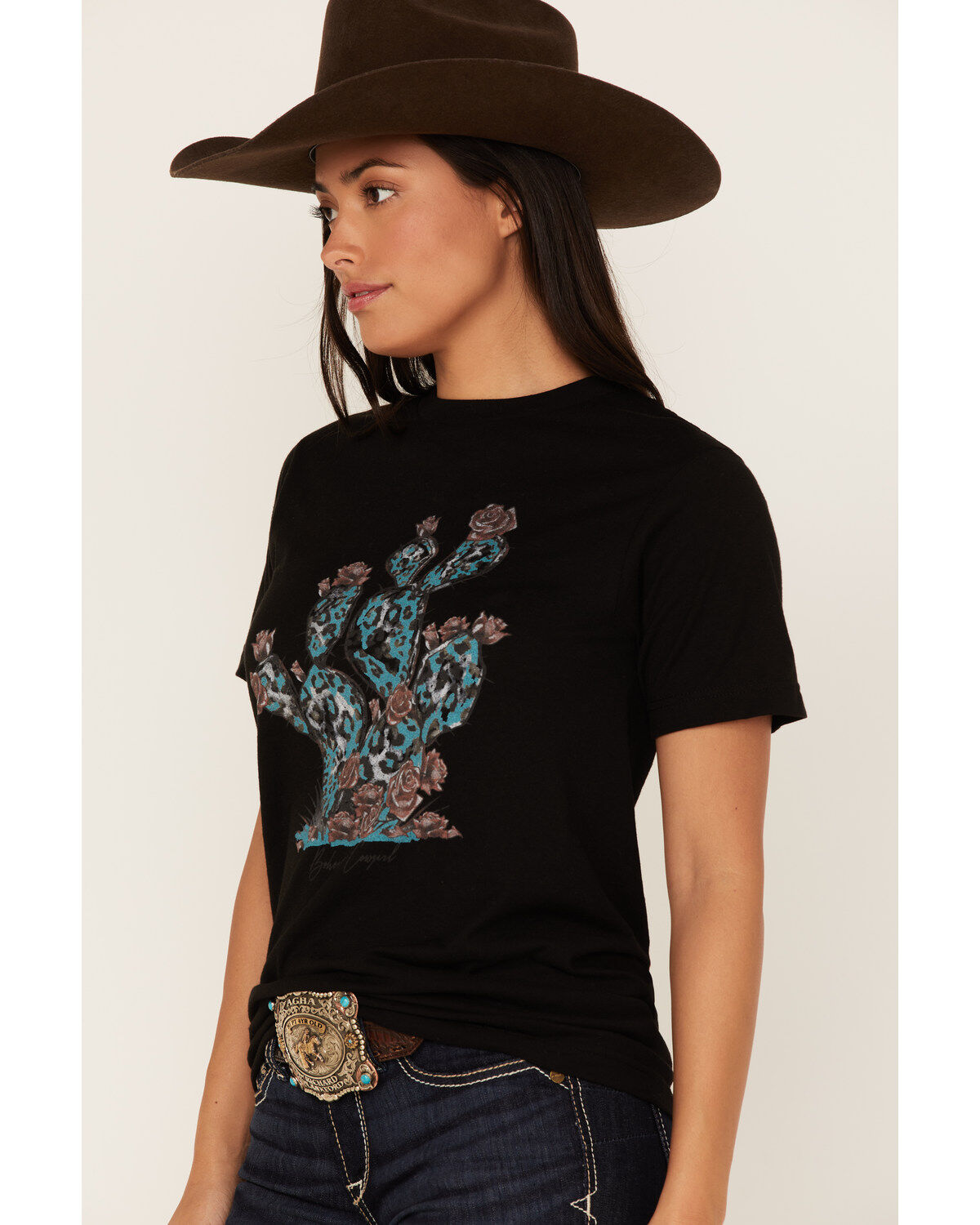 Bohemian Cowgirl Women's Leopard Print Cactus Graphic Tee