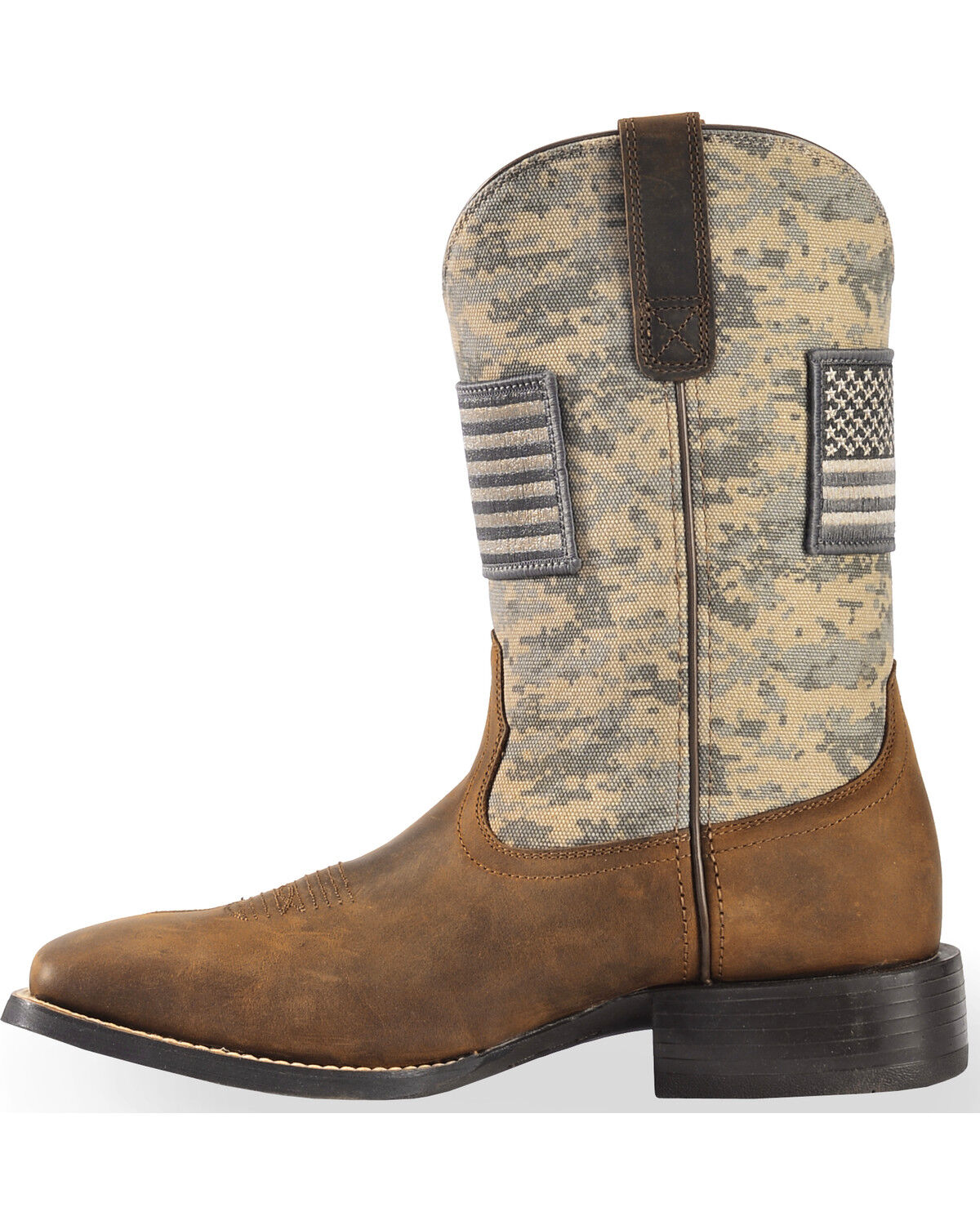 Ariat Men's Distressed Camo Sport Patriot Western Boots - Broad Square Toe