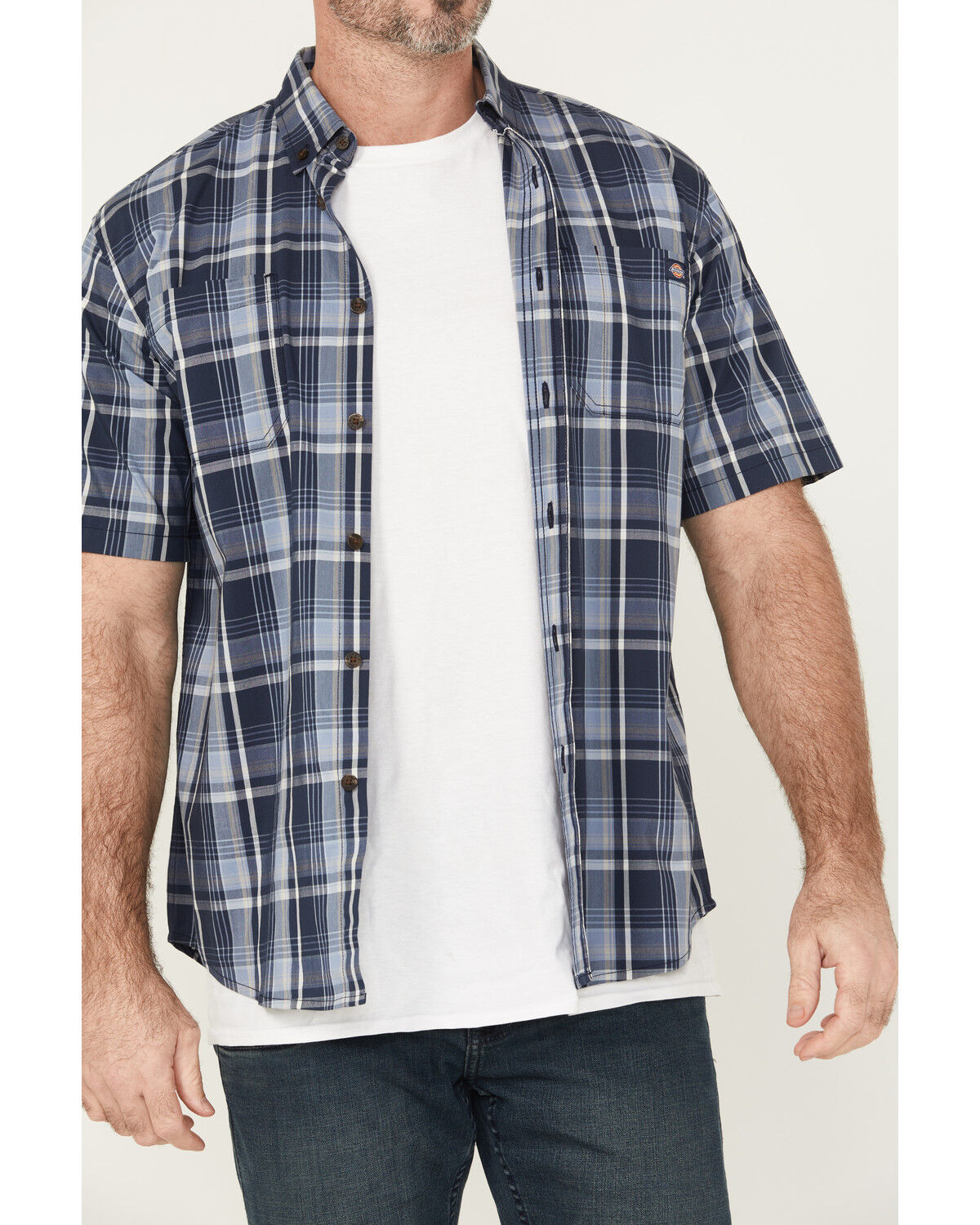 Dickies Men's Flex Plaid Print Short Sleeve Button-Down Work Shirt