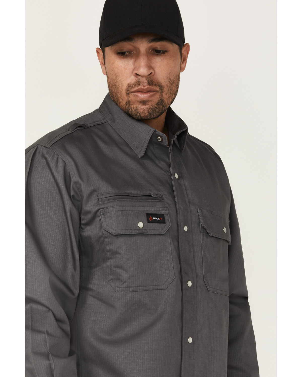 Forge Workwear Men's FR Lightweight Ripstop Vent Long Sleeve Snap Work Shirt