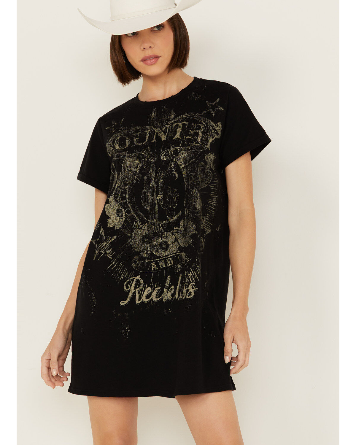 Blended Women's Country Reckless Graphic Tee Mini Dress