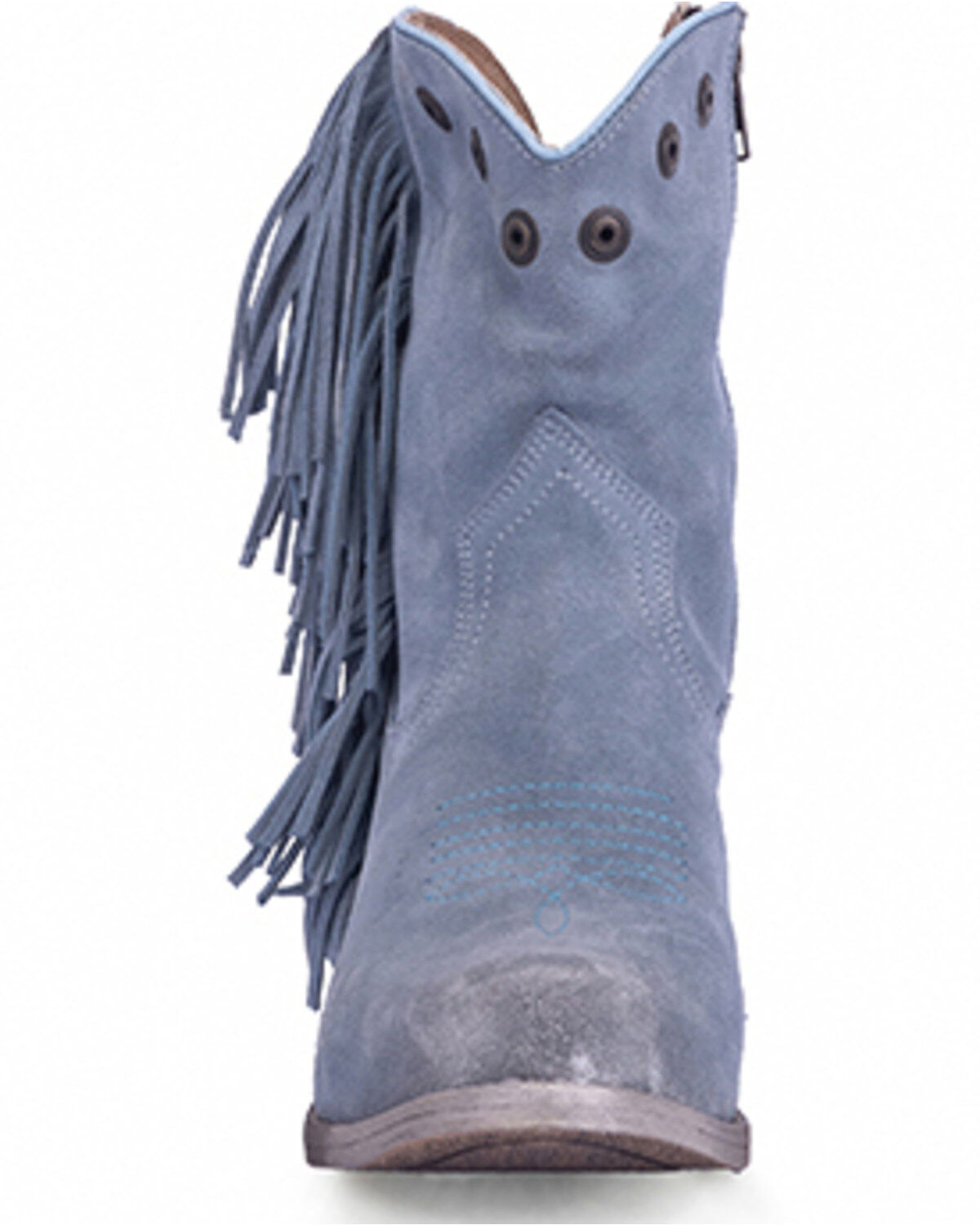 Circle G Women's Studded Suede Fringe Ankle Boots - Round Toe