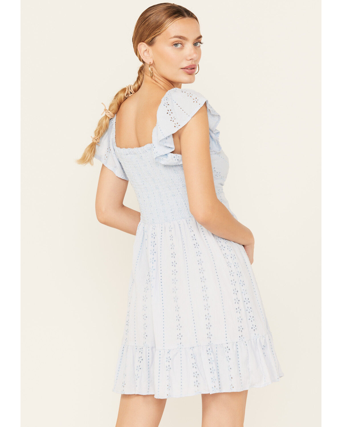 Angie Women's Eyelet Knot Front Mini Dress