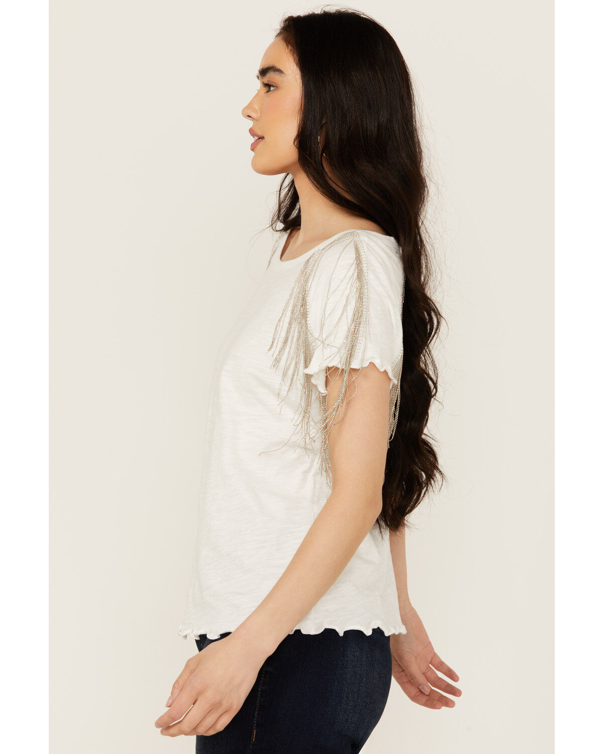 Blue B Women's Fringe Shoulder Tee