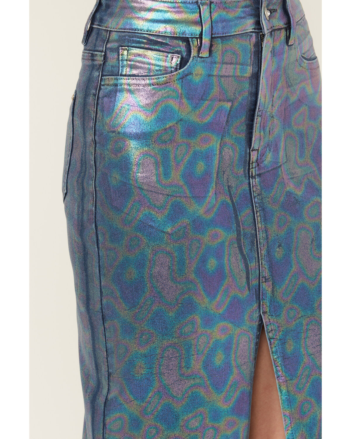 Vibrant Denim Women's Iridescent Maxi Skirt