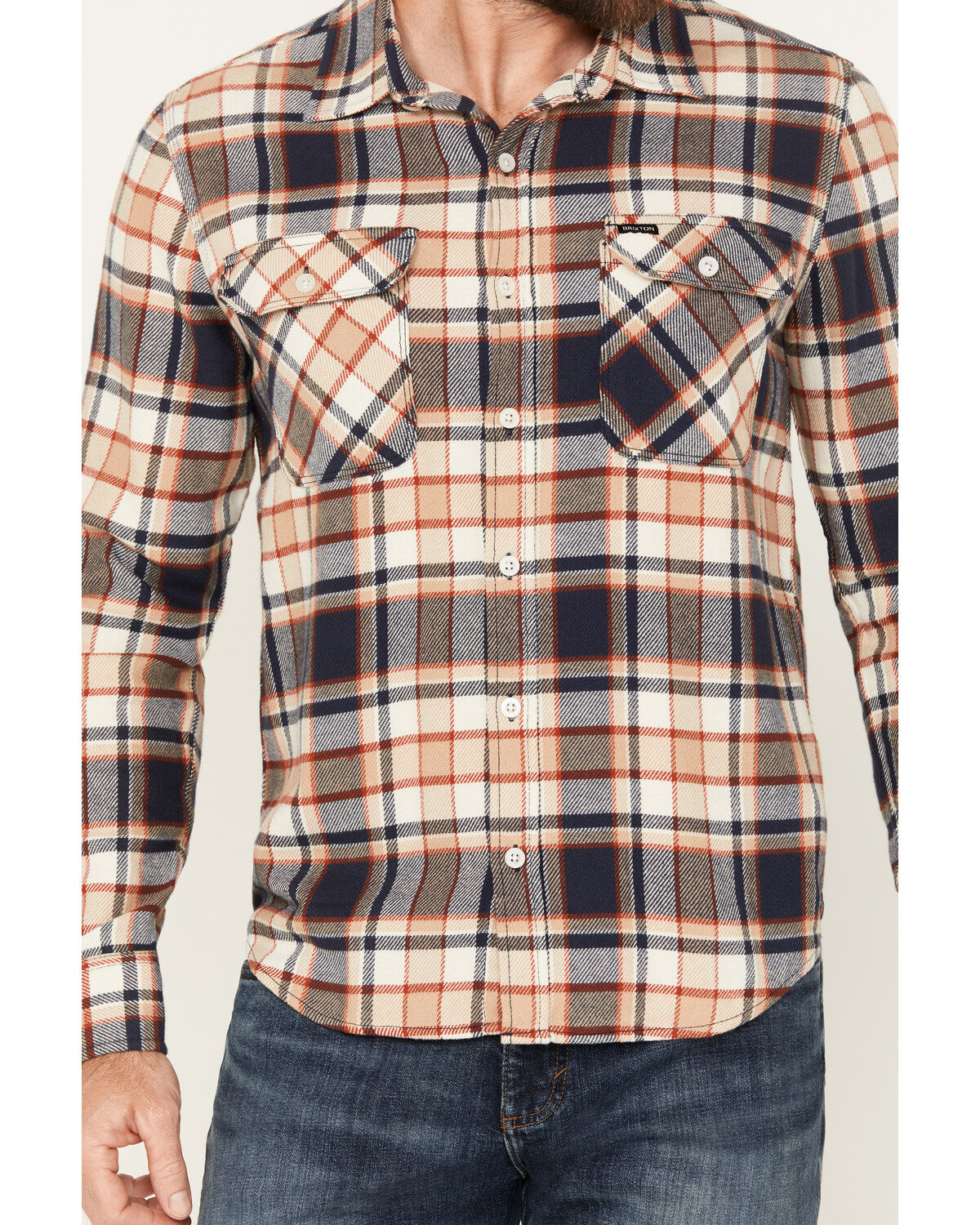 Brixton Men's Bowery Plaid Print Long Sleeve Button-Down Flannel Shirt