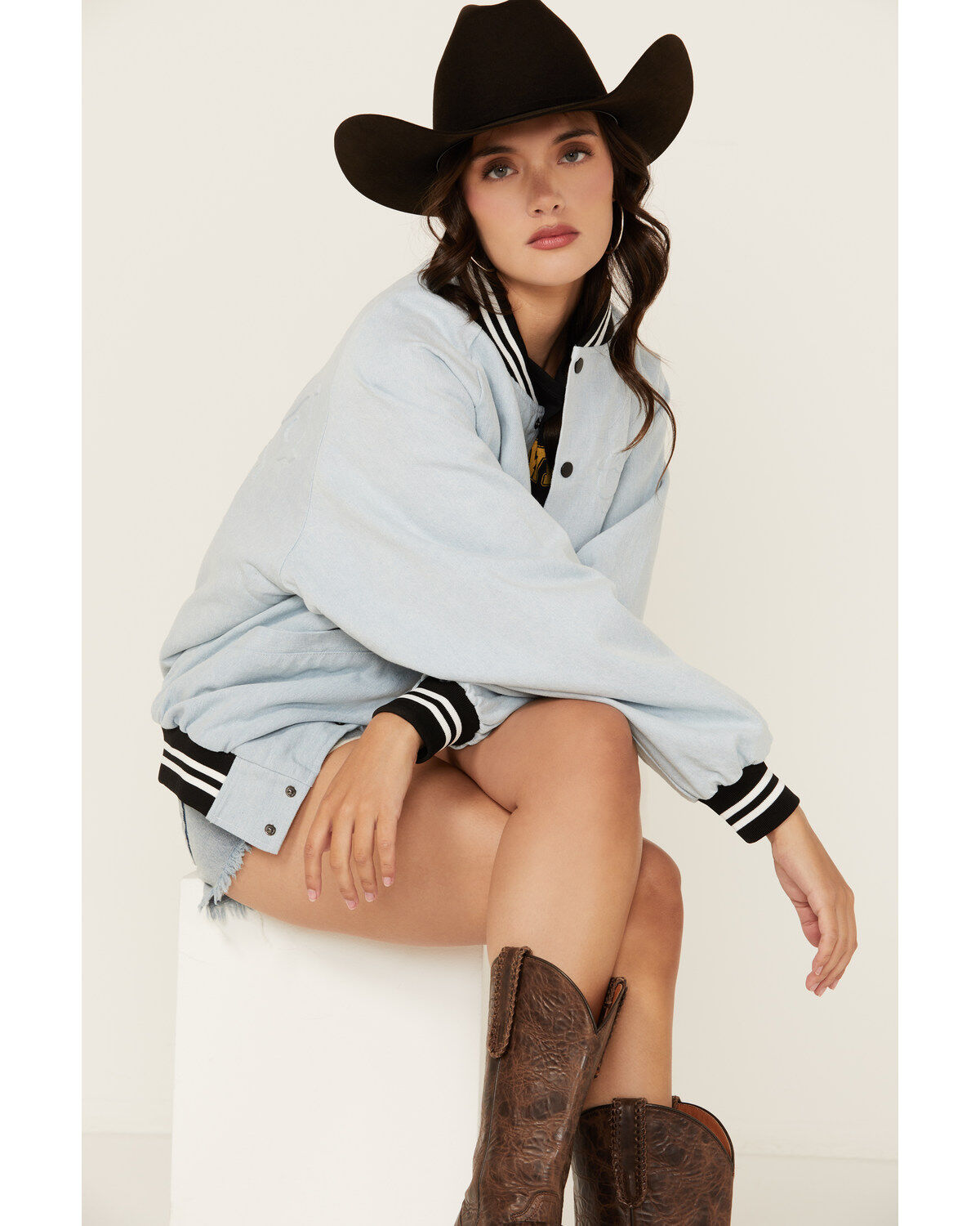 The Laundry Room Women's Denim Coors Ghost Stadium Bomber Jacket