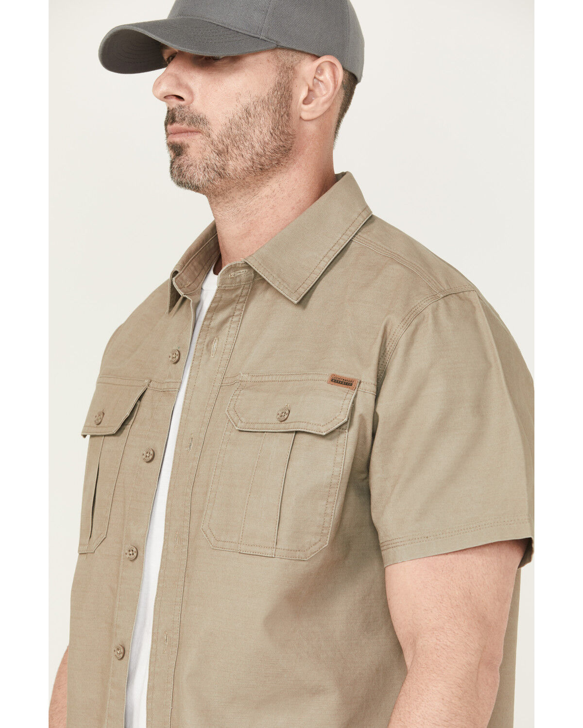 Lucky Brand Workwear Men's Slub Canvas Short Sleeve Button-Down Work Shirt