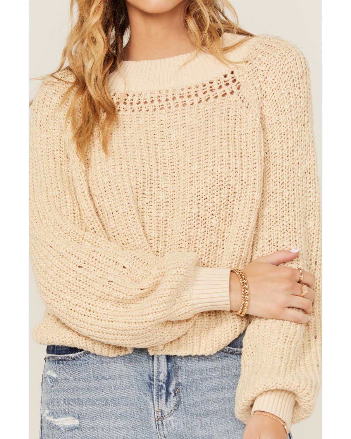 Cleo + Wolf Women's Celine Open Weave Cropped Sweater