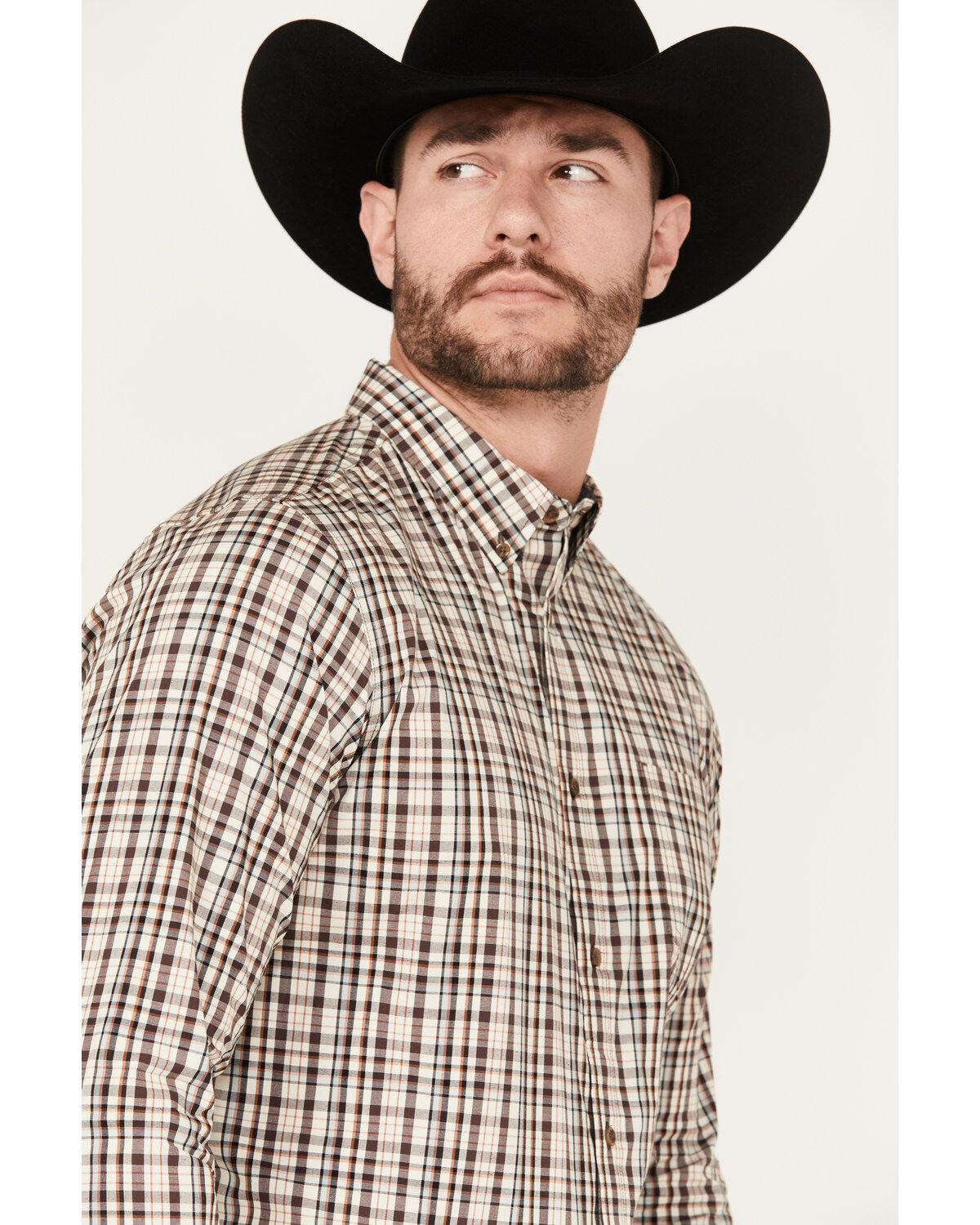 Cody James Men's Rough Dirt Plaid Print Long Sleeve Button-Down Stretch Western Shirt