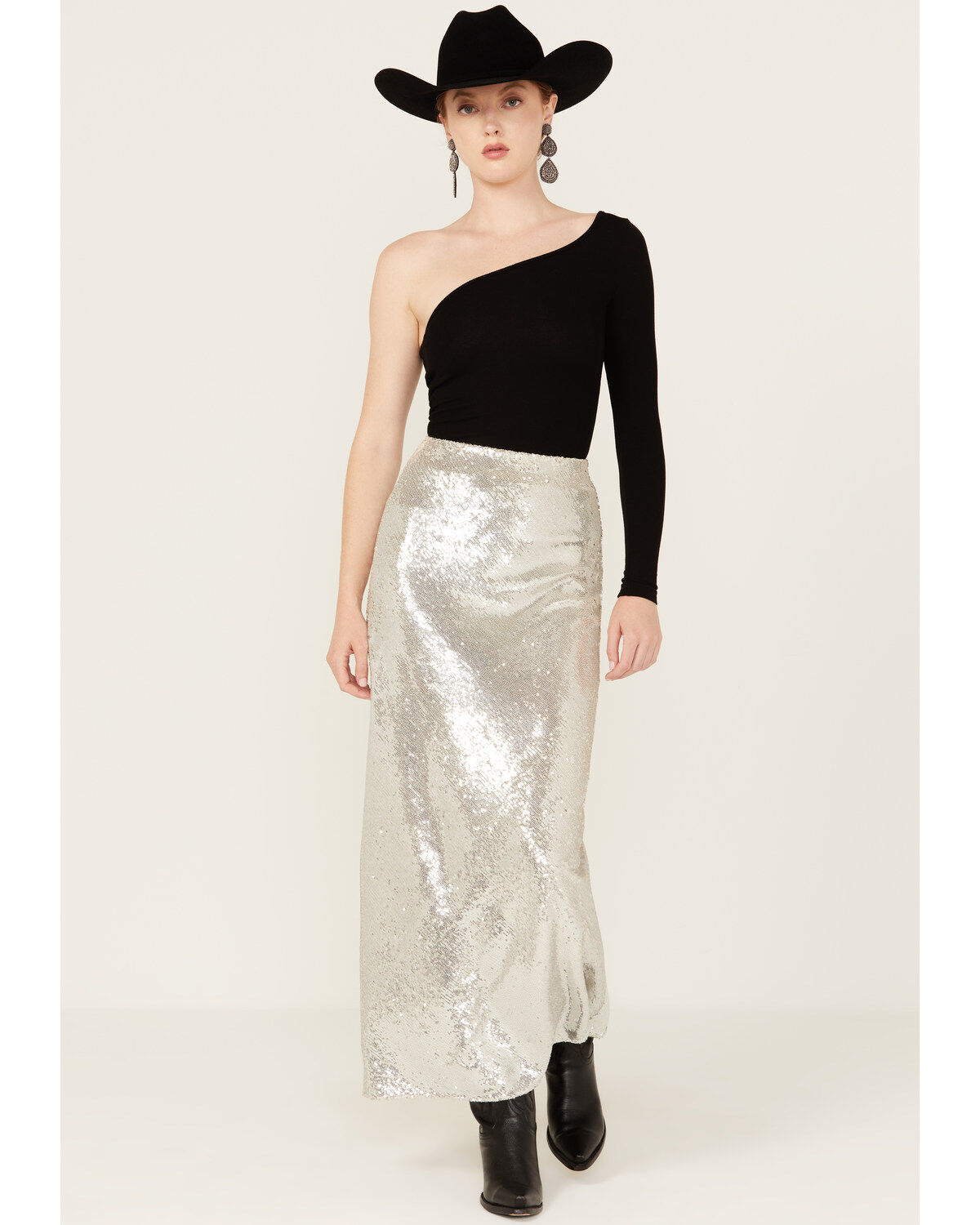By Together Women's Sequins Maxi Skirt