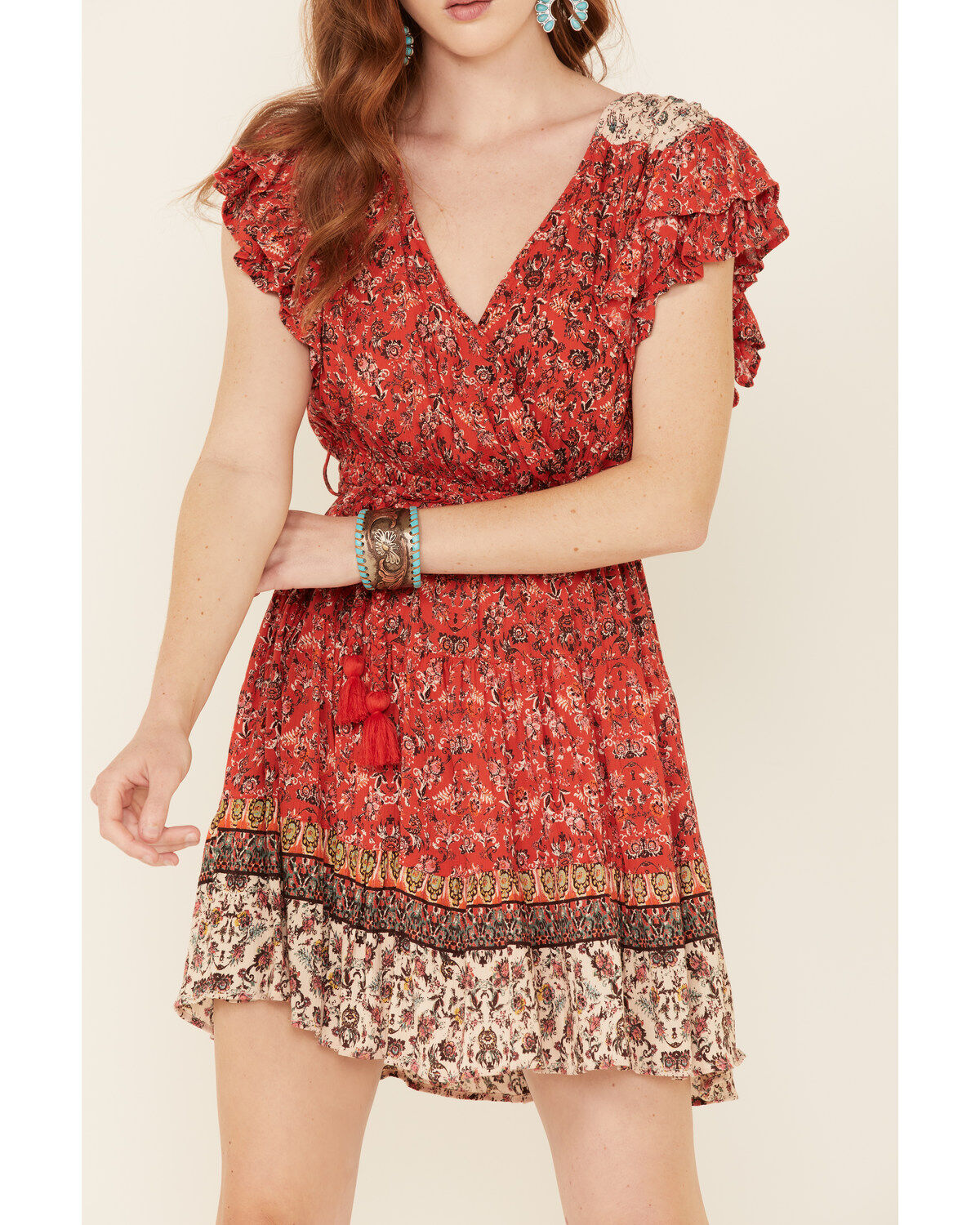 Angie Women's Ruffle Sleeve Tiered Mini Dress