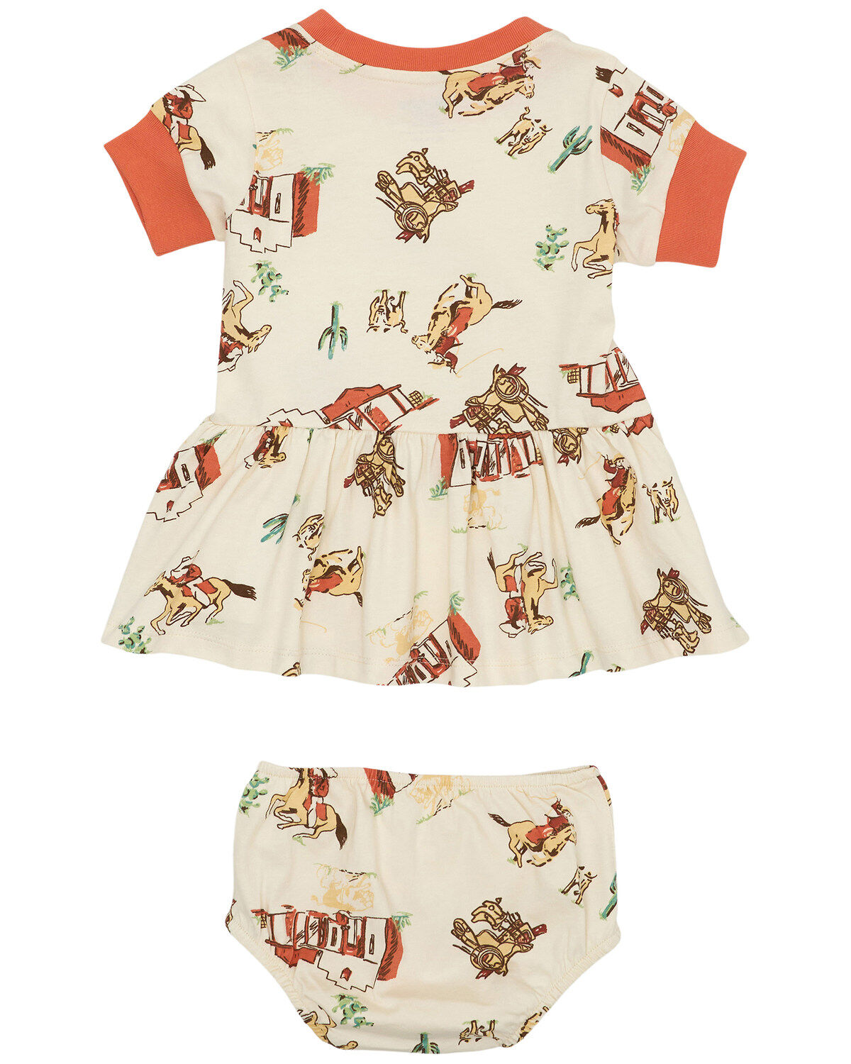 Wrangler Infant Girls' Western Conversation Print Short Sleeve Dress And Diaper Cover - 2 Piece