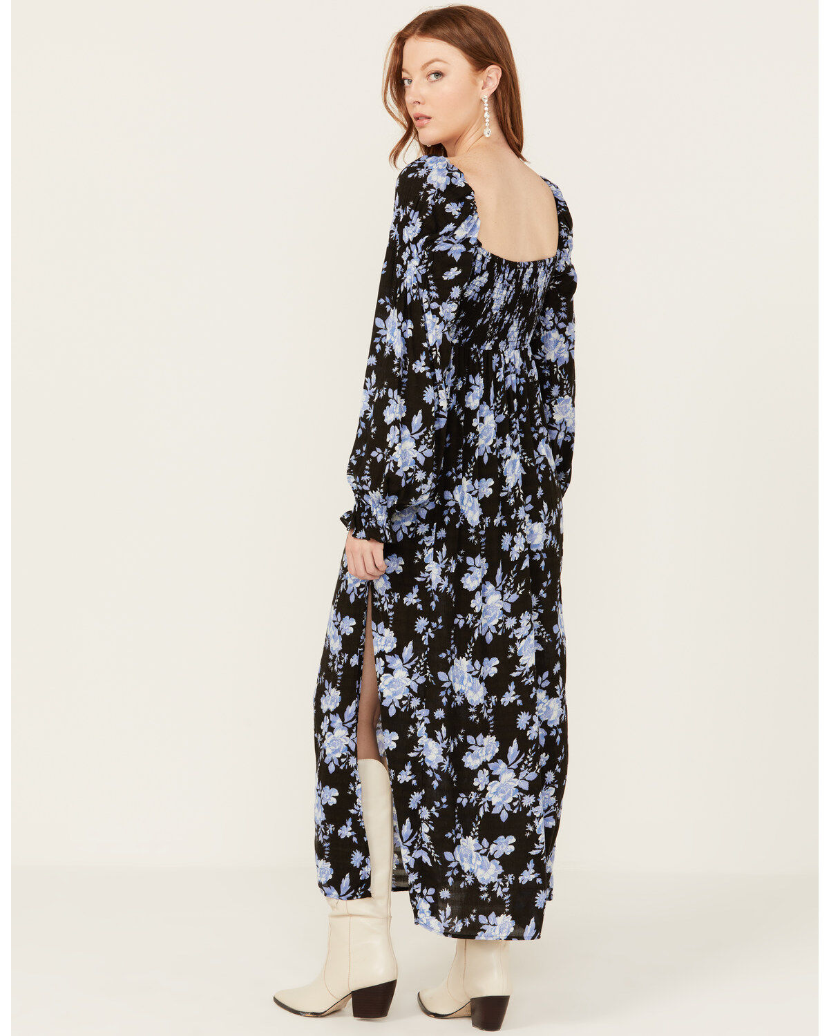 Free People Women's Jaymes Floral Print Midi Long Sleeve Dress
