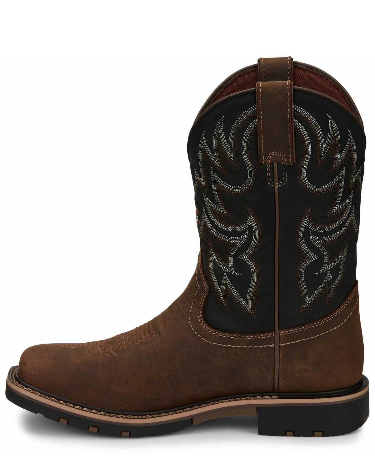 Justin Men's Fireman Black Western Boots - Square Toe