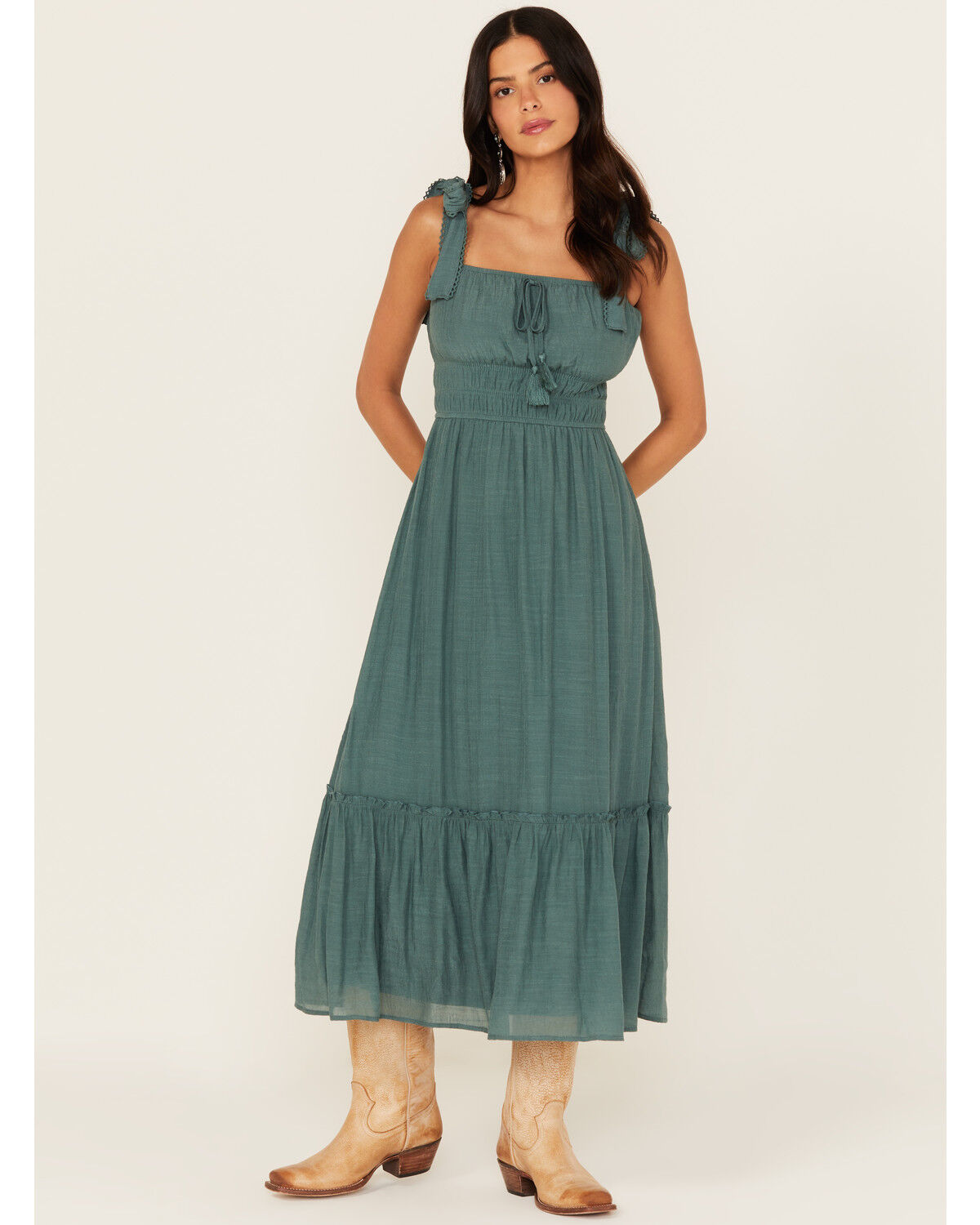 Trixxi Women's Smocked Waist Midi Dress