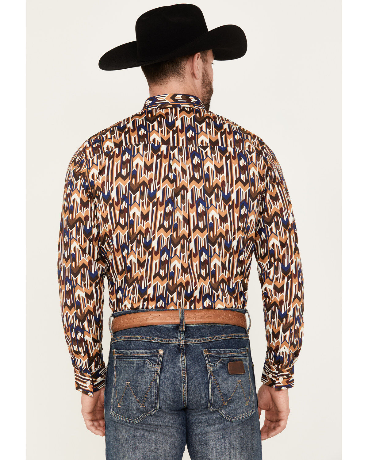 RANK 45® Men's Lockwood Geo Striped Print Long Sleeve Button-Down Stretch Western Shirt