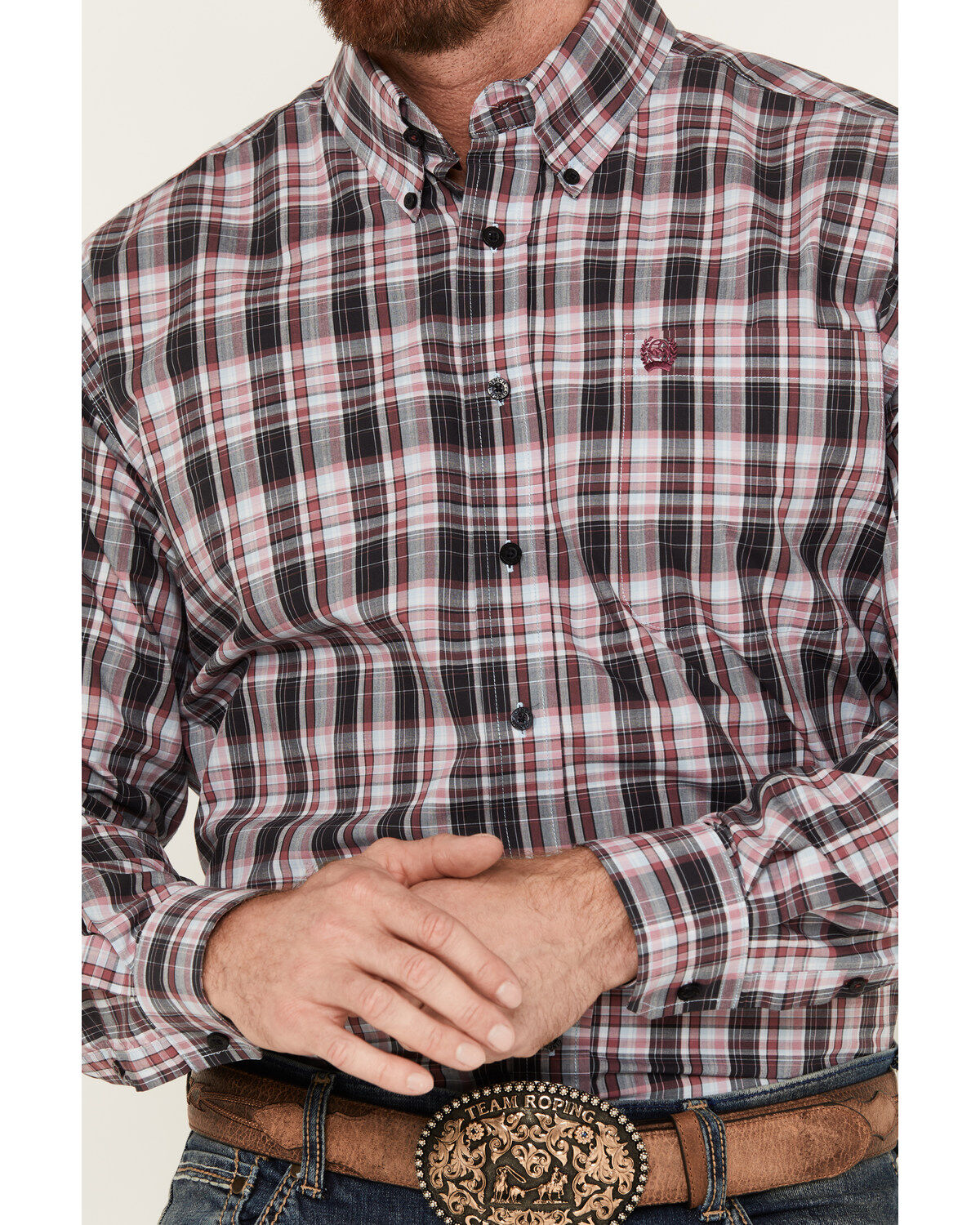 Cinch Men's Plaid Print Long Sleeve Button-Down Western Shirt