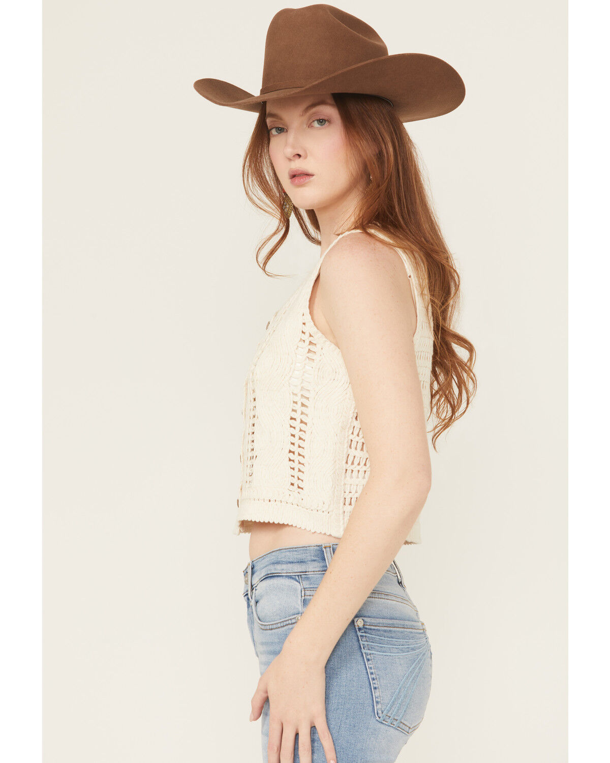 By Together Women's Rory Crochet Button-Down Vest