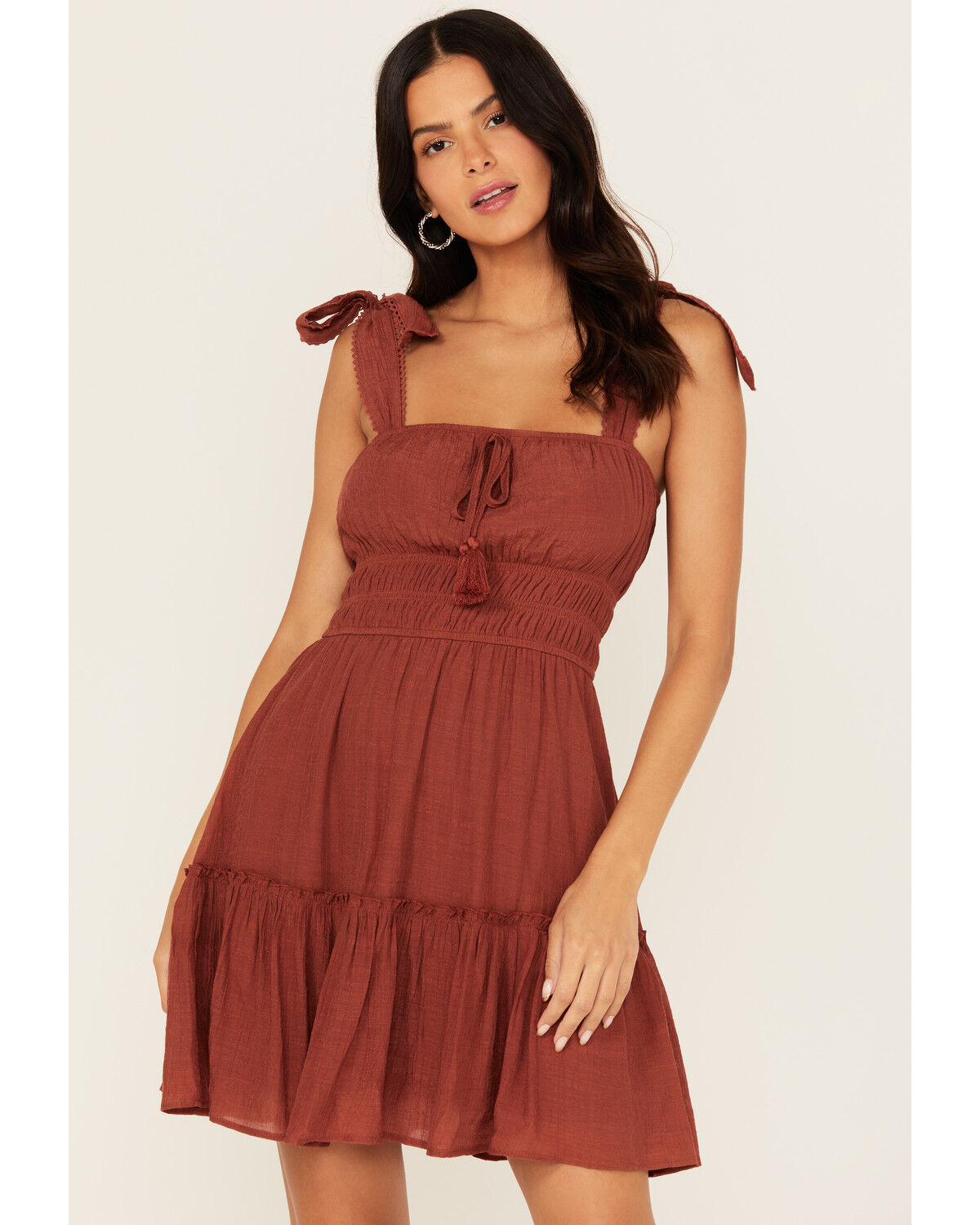 Trixxi Women's Smocked Waist Mini Dress