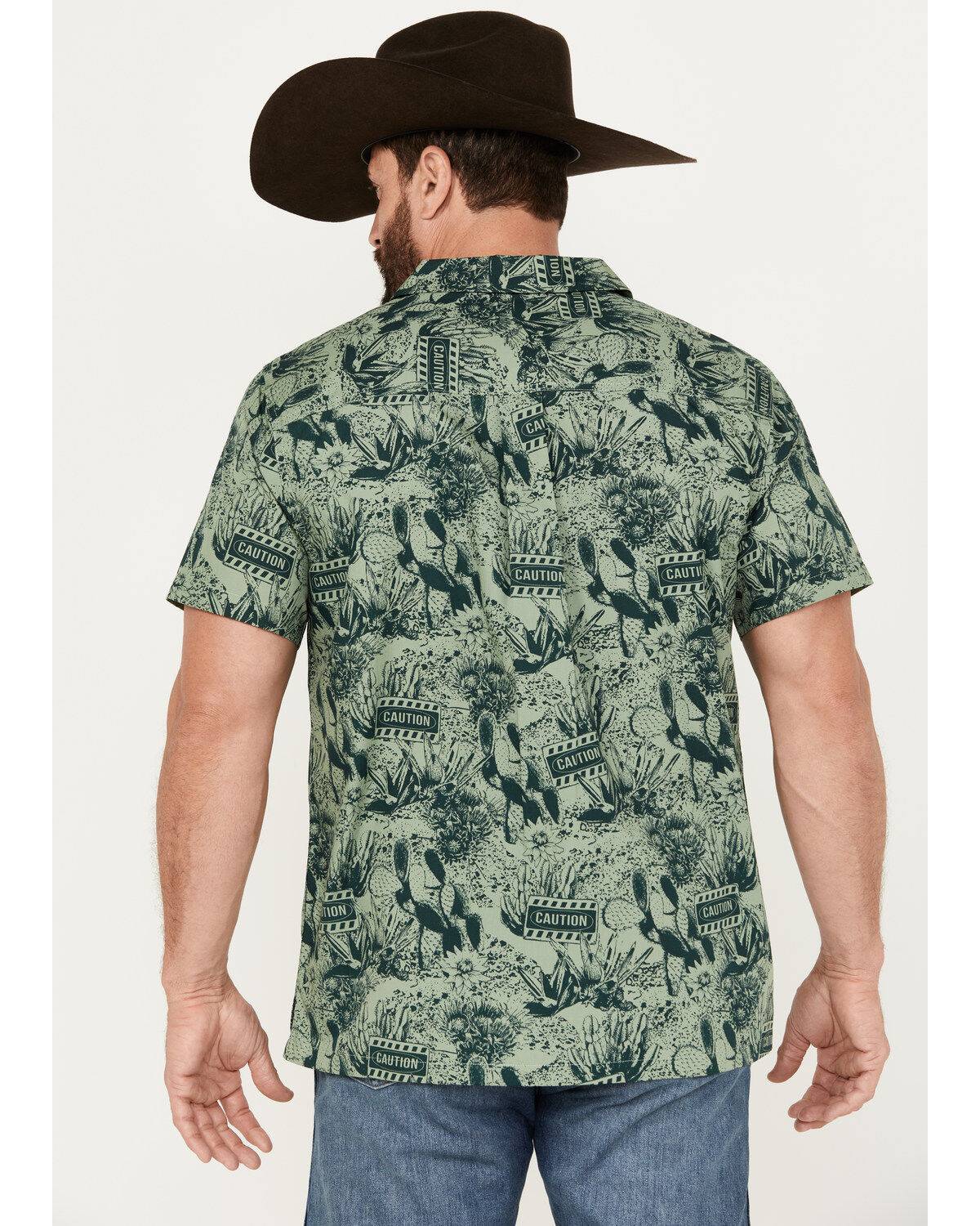 Cinch Men's Camp Tumbleweed Cactus Caution Short Sleeve Button-Down Shirt