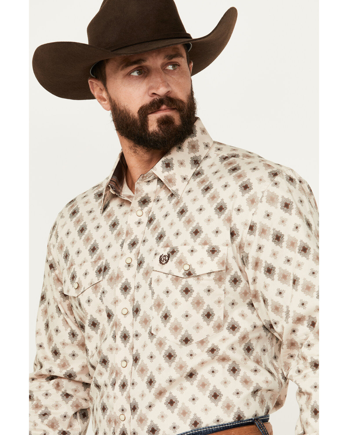 Panhandle Men's Select Medallion Print Long Sleeve Snap Western Shirt