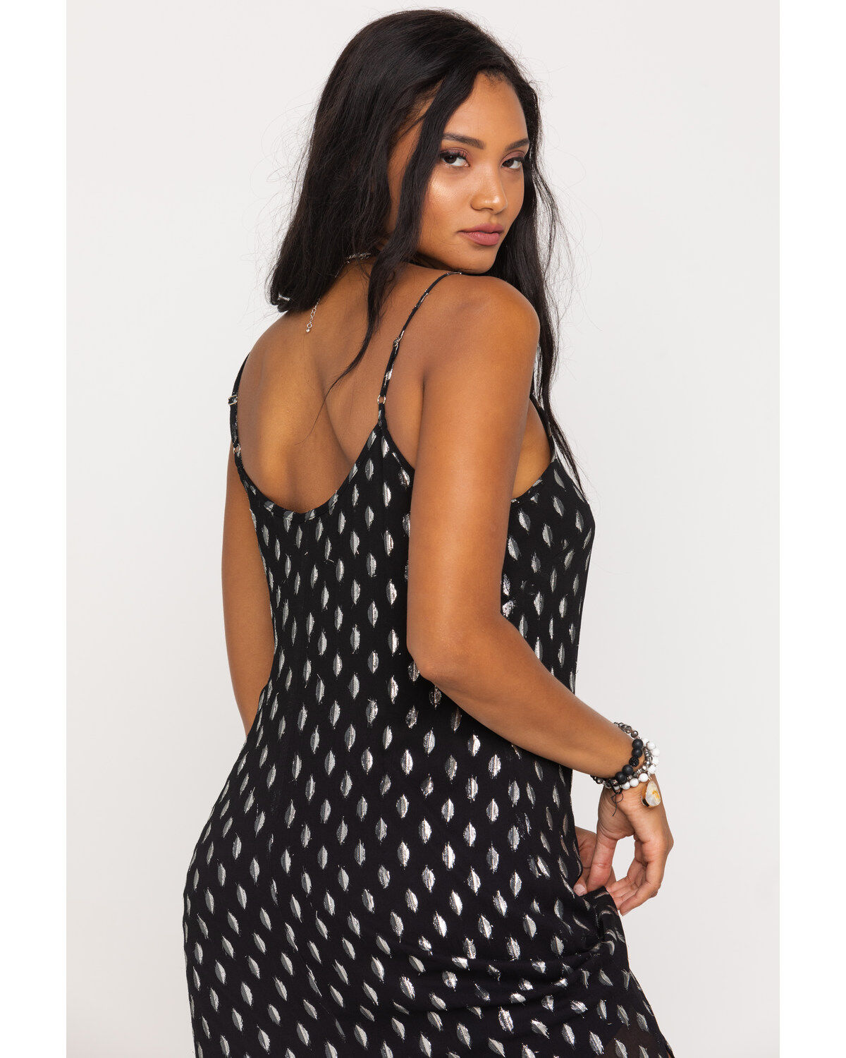 Band of the Free Women's Black Dot Slip Midi Dress
