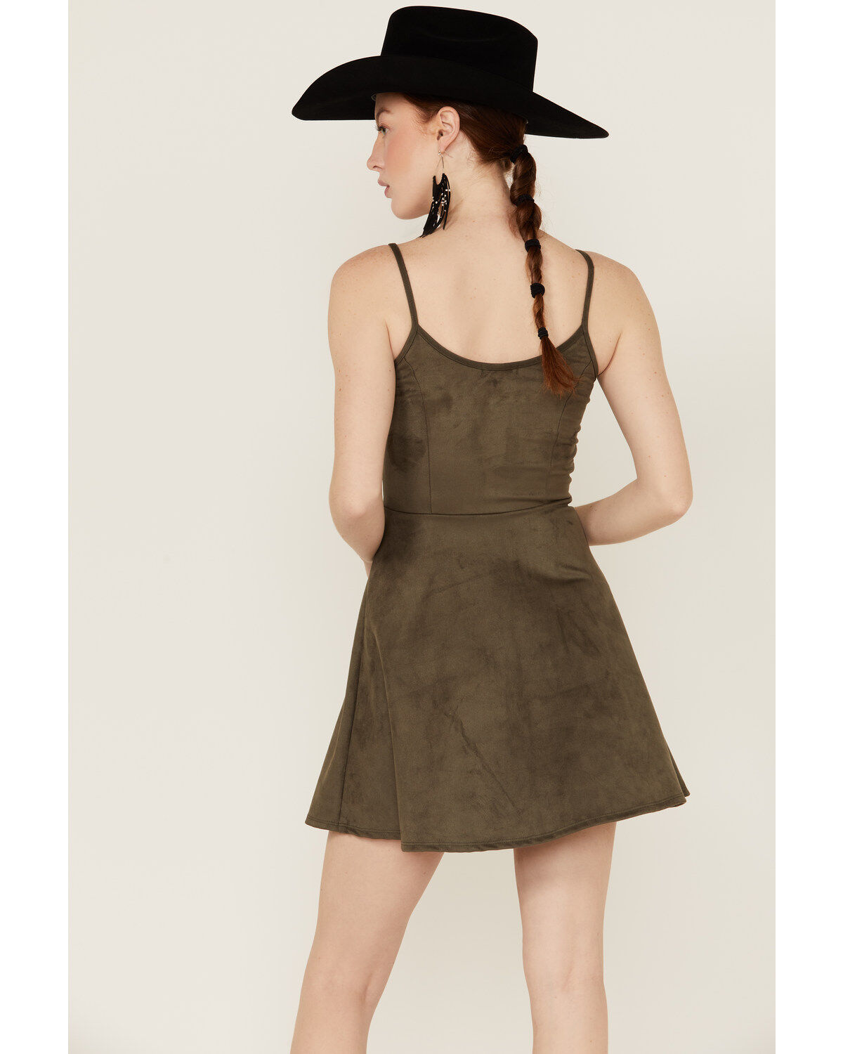 Wild Moss Women's Tie Front Faux Suede Mini Dress