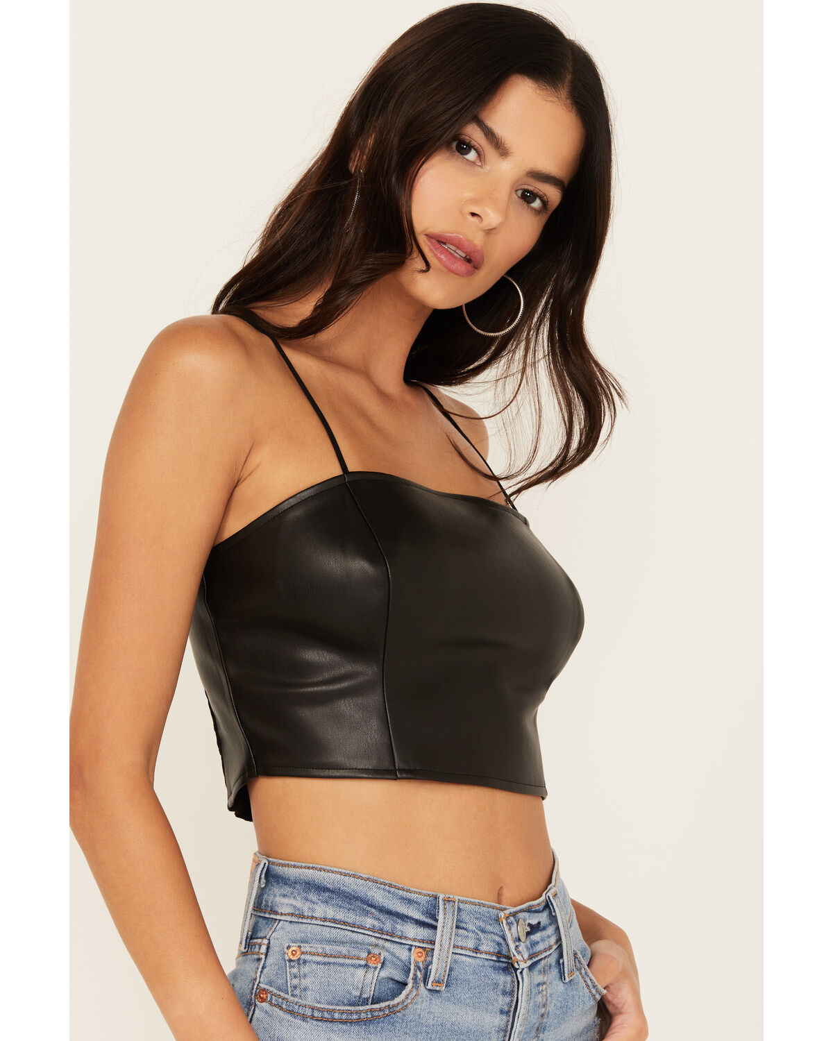 Beyond The Radar Women's Faux Leather Cropped Tank